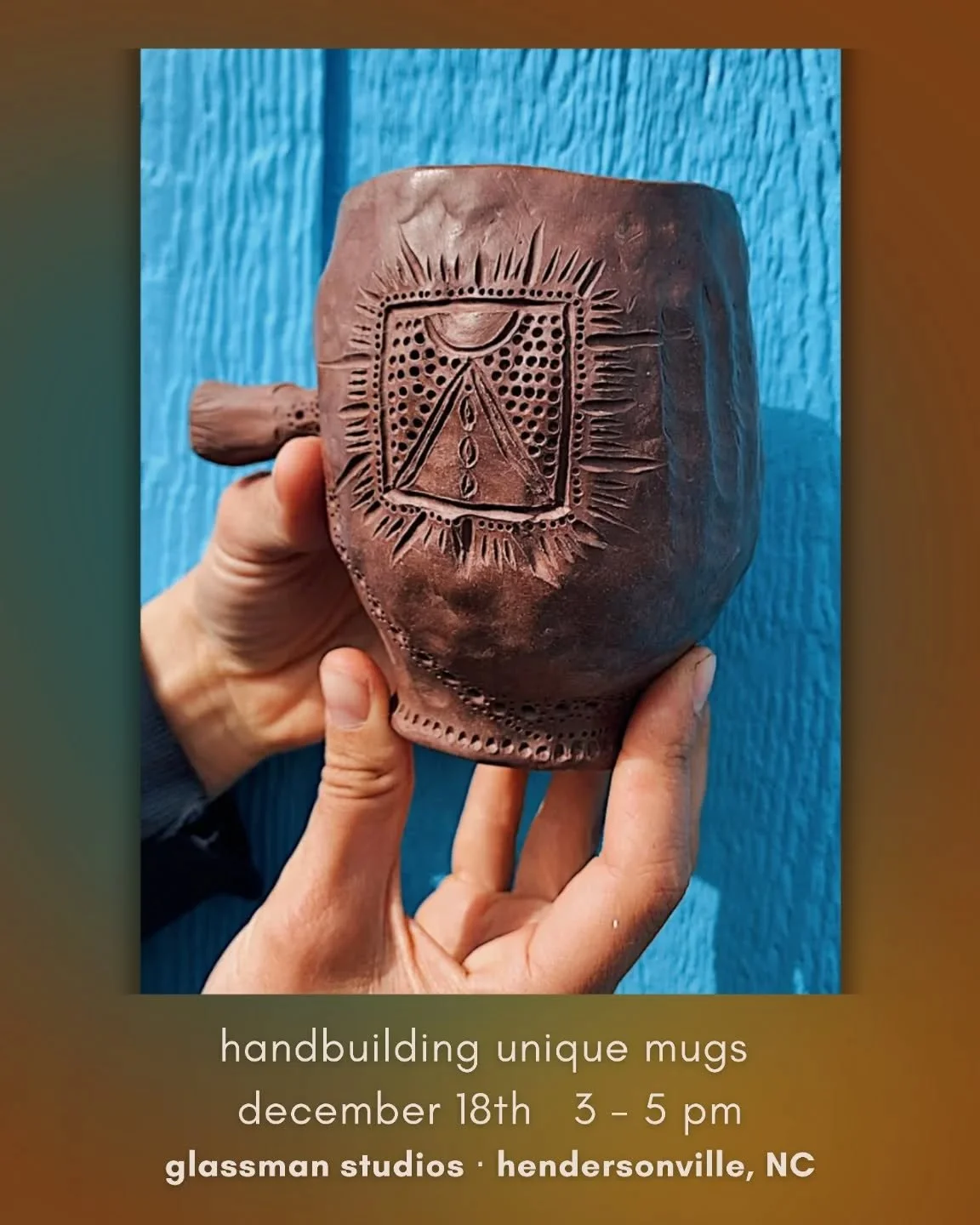 Handbuilding Unique Mugs with Gabrielle Roshelli 🤲🍵 is coming up next week!

Come Handbuild your own Mug, and learn about different and unique shapes &amp; handles you can make using coil &amp; pinch methods

✨️ Thursday December 18th 3-5pm

Regist