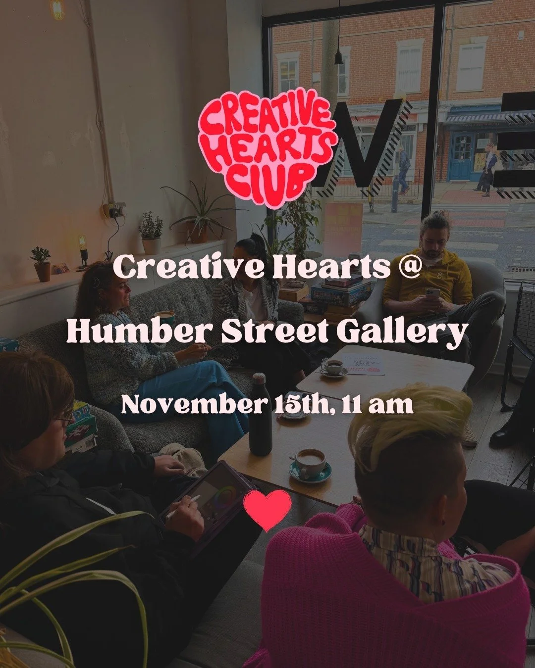 Are you ready for more?
We were so happy with our last event at Juice Studios, and for our next meet-up, we're staying down Humber Street 👀
So come find us 
💗 Humber Street Gallery
💗 11 am to 1 pm
💗 As usual, no pressure networking
--
💘 Neve