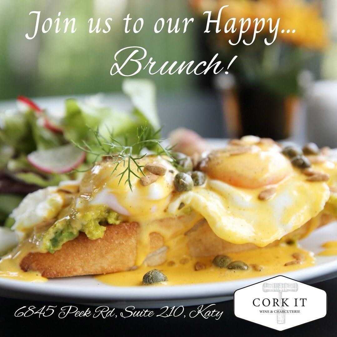 Join us today for our Happy Brunch!
 From: 10:00am to 4:00pm.  #corkitkaty #brunch #winebar