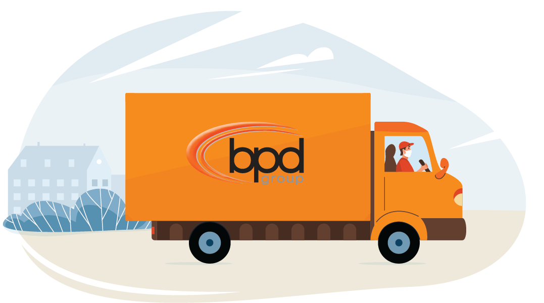 Final stage of our retail solution: BPD Group logistics team delivering high-quality print products directly to the client.