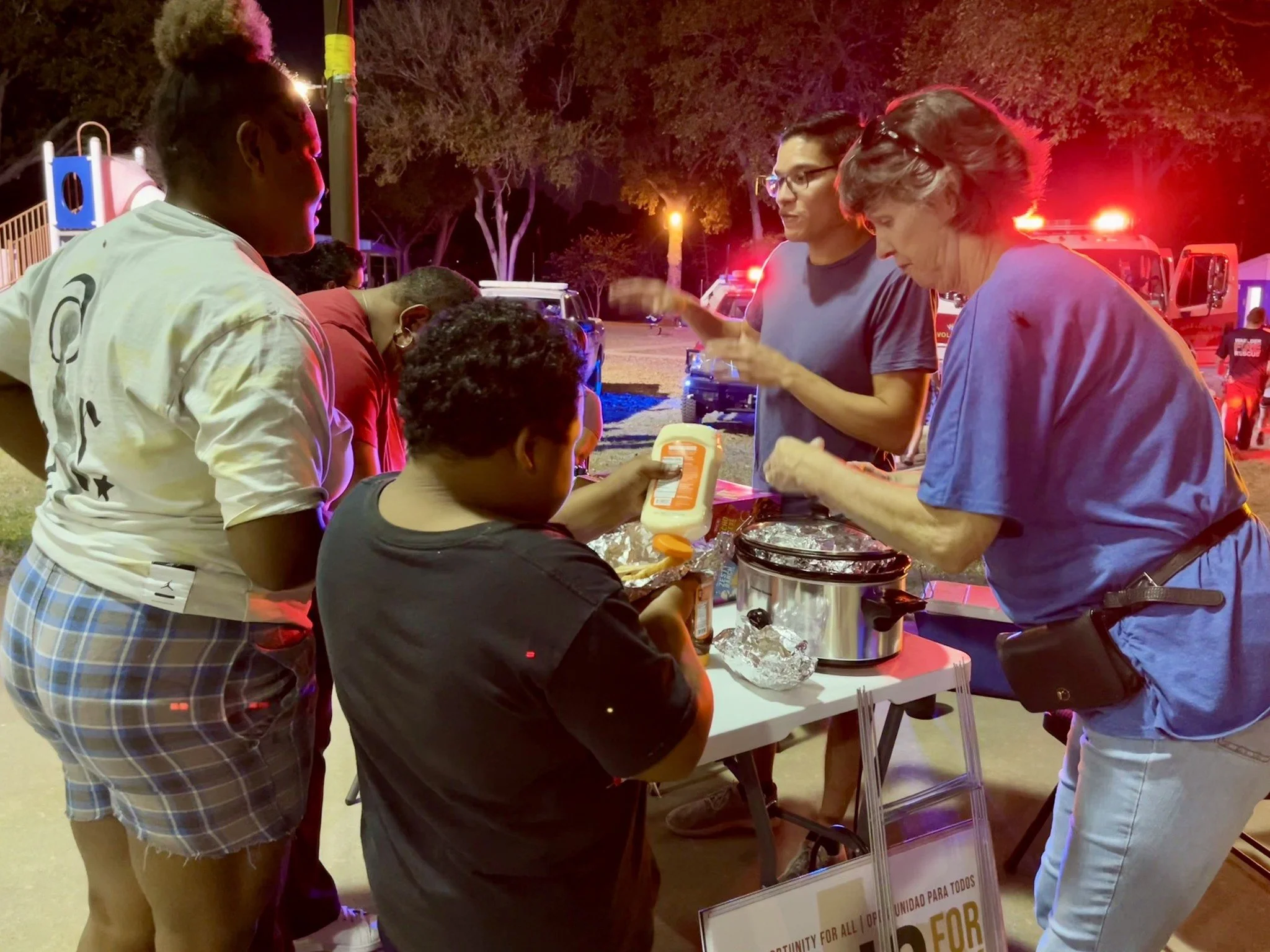 Last night the crew and I went to Waelder for National Night Out. Thanks to Michael for putting out the call, the event was a great venue to keep spreading the word about the need to support our public schools, and listen to what's on people's minds.