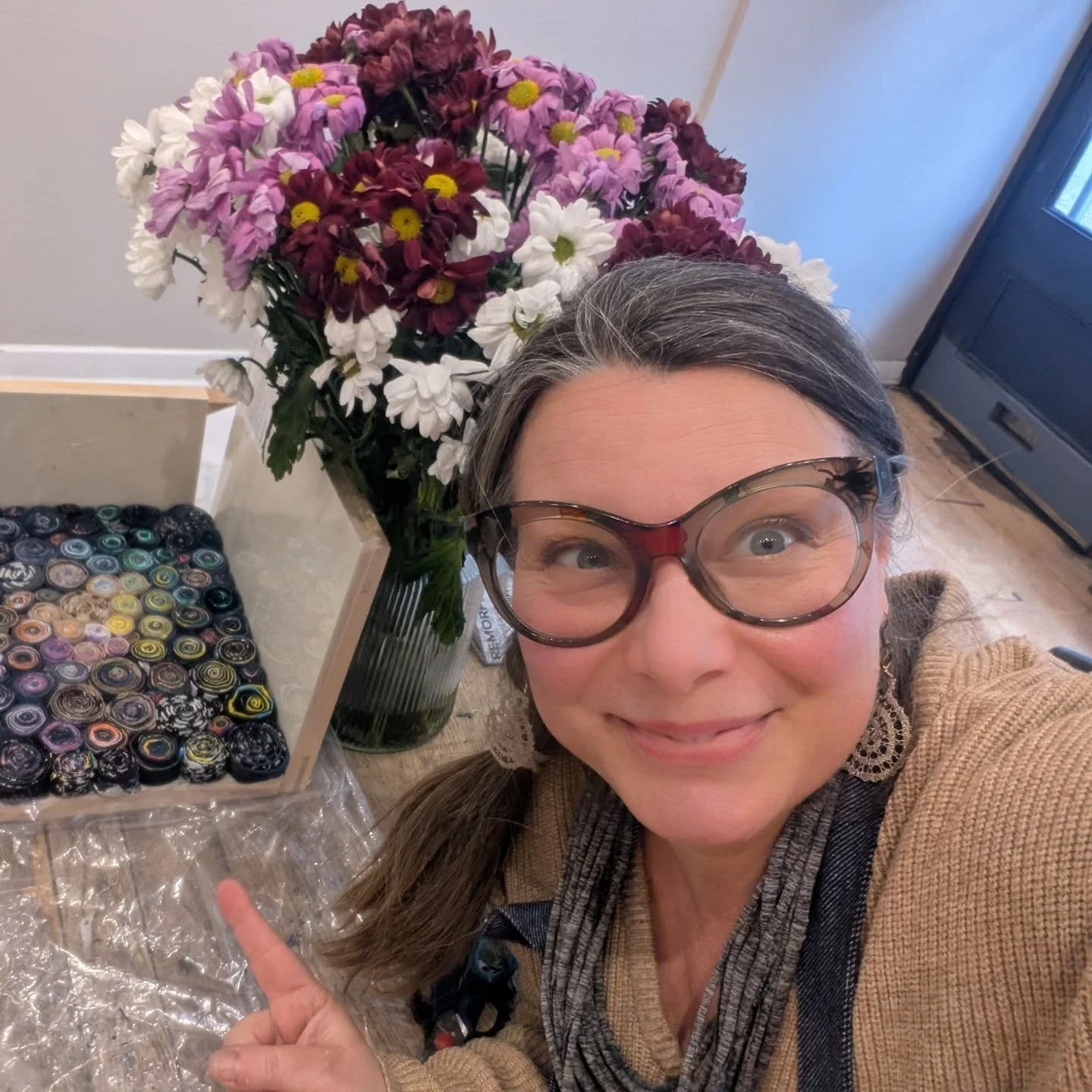 Using W3 gallery as my temporary studio, and voila' another Character is nearly ready and drying! Izzy 's looking dashing, and #icantell life thrives through our diversity and #icantell in these times we need a whole extra lotta lovin' and #icantell 