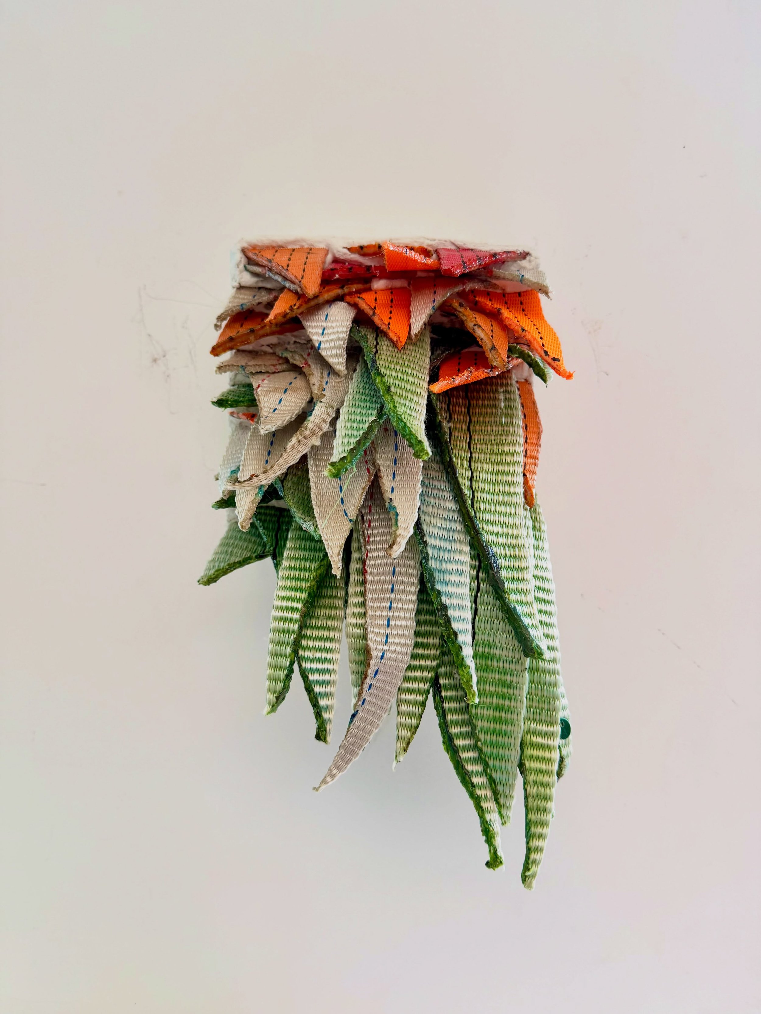 White, 2026. 100% Trashure: discarded lifting straps from the marine industry (15x15cm). Huge thanks to @amybritton_brittonscotland, fellow
@project.onewave warrior with shared values, for sourcing these beauties 🤍✨. 

From the KELP ME series, mimic