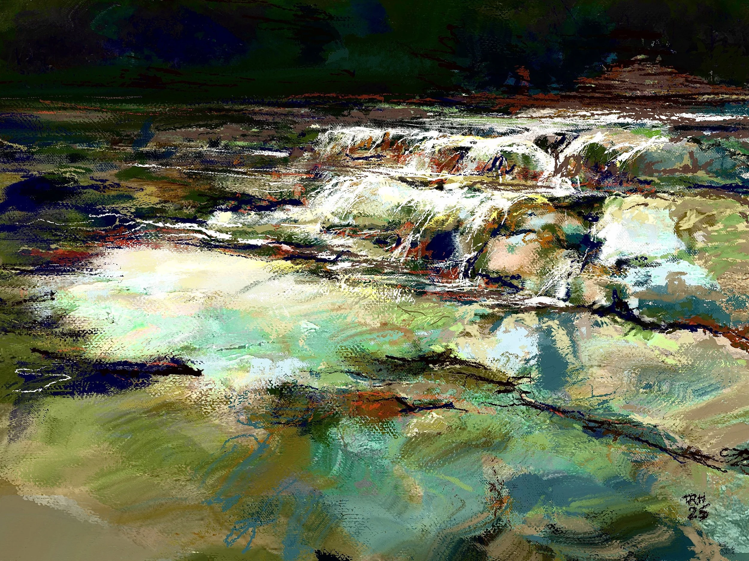 Brown’s River 5, 2025, 24” x 18”, digital painting single print