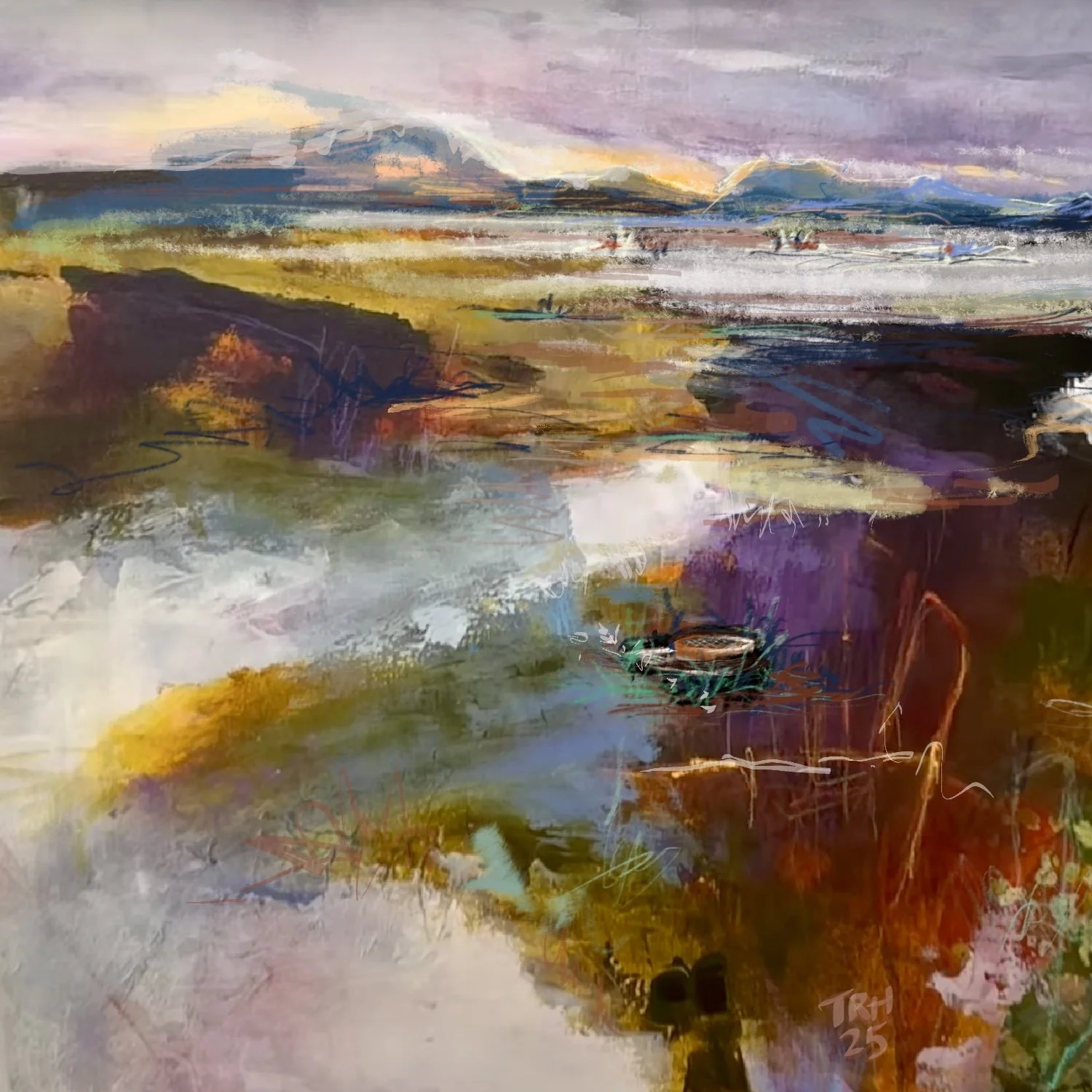 Comox Estuary 2025, 24” x 24”, digital painting single print