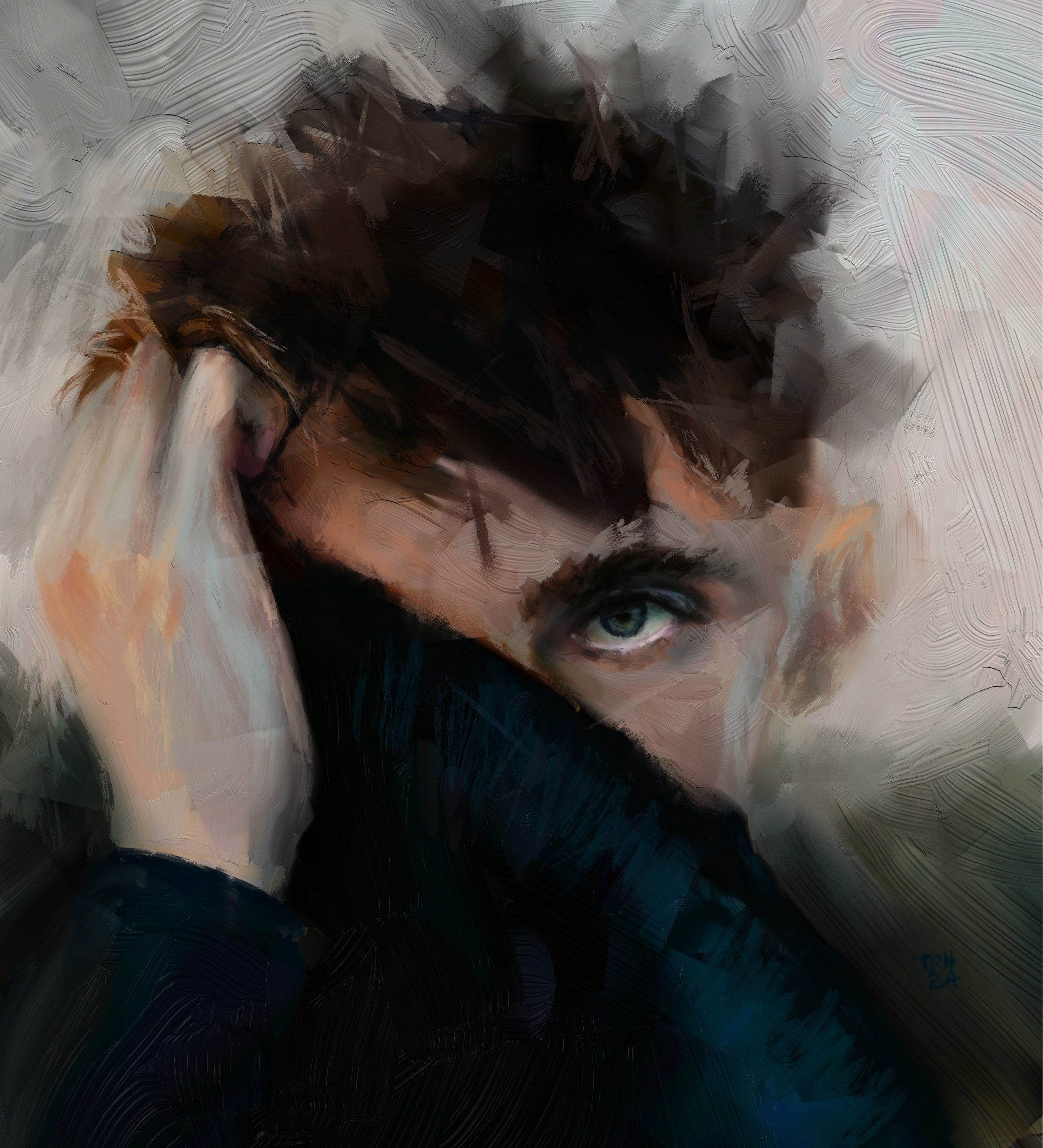 Turtleneck 2024, 16” x 24” mixed media on paper