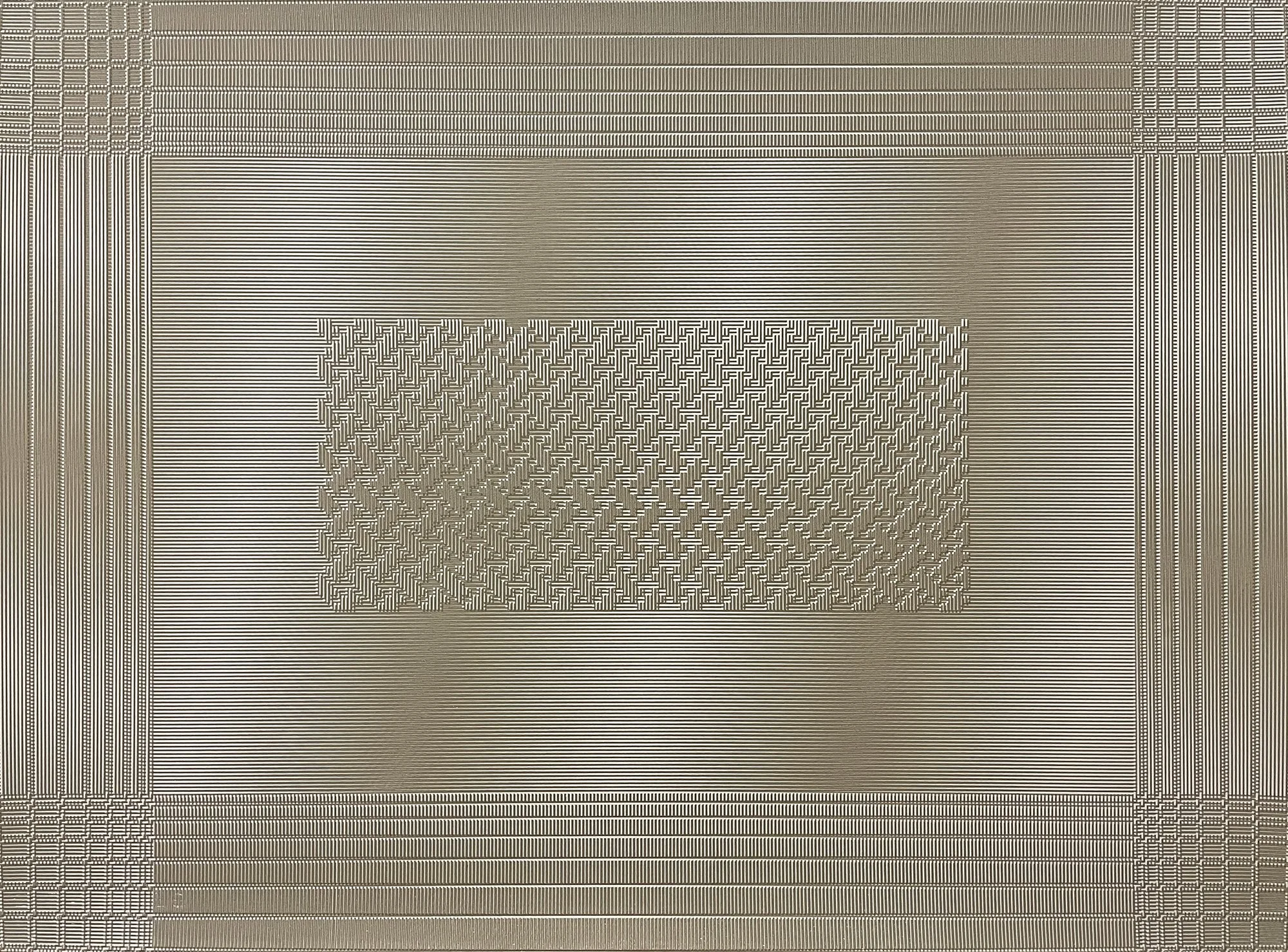 "Original Design 01 (12 shaft 24 epi)" screen-print, oak gal and Iron ink, 29" x 21"