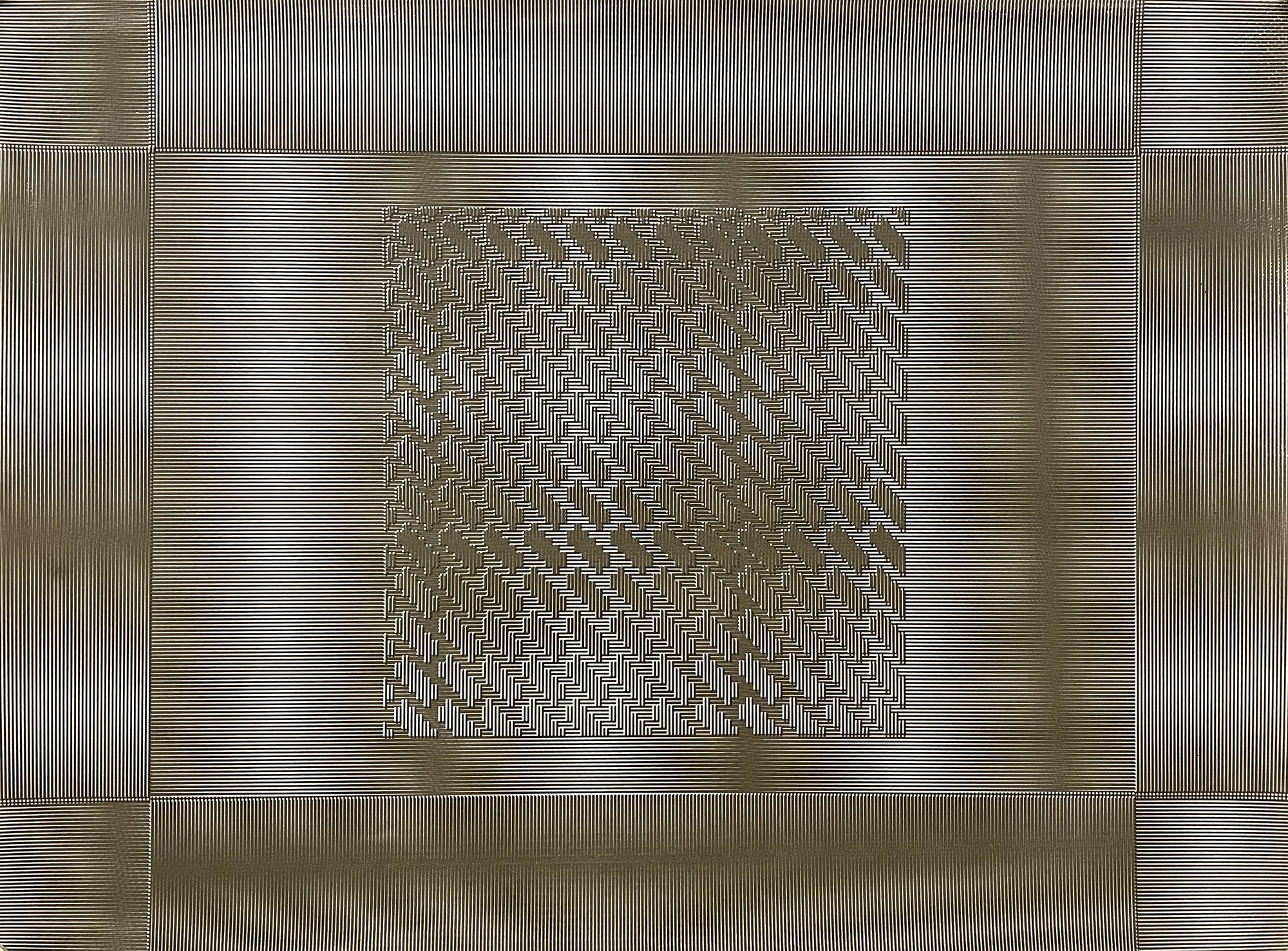 "Original Design 05 (12 shaft 24 epi)" screen-print, black walnut and iron ink, 29" x 21"