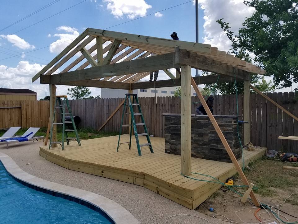 Pool deck and gable roof (South Houston)