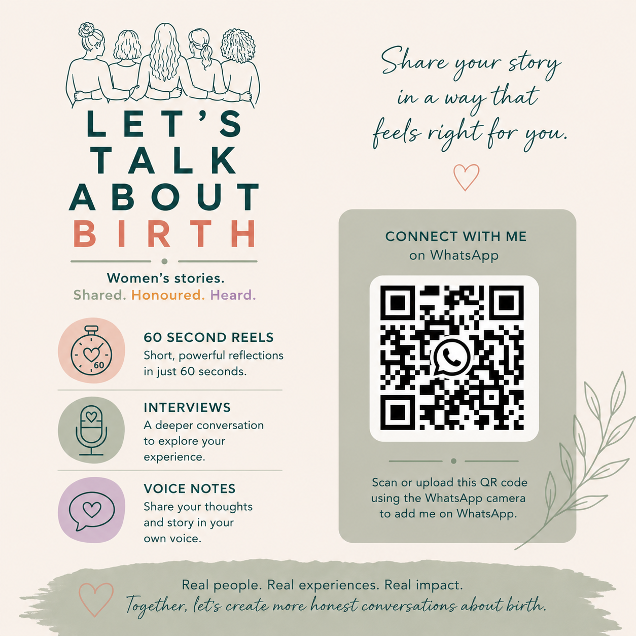 Let's Talk About Birth project exploring women's birth stories, lived experiences and honest conversations about birth.