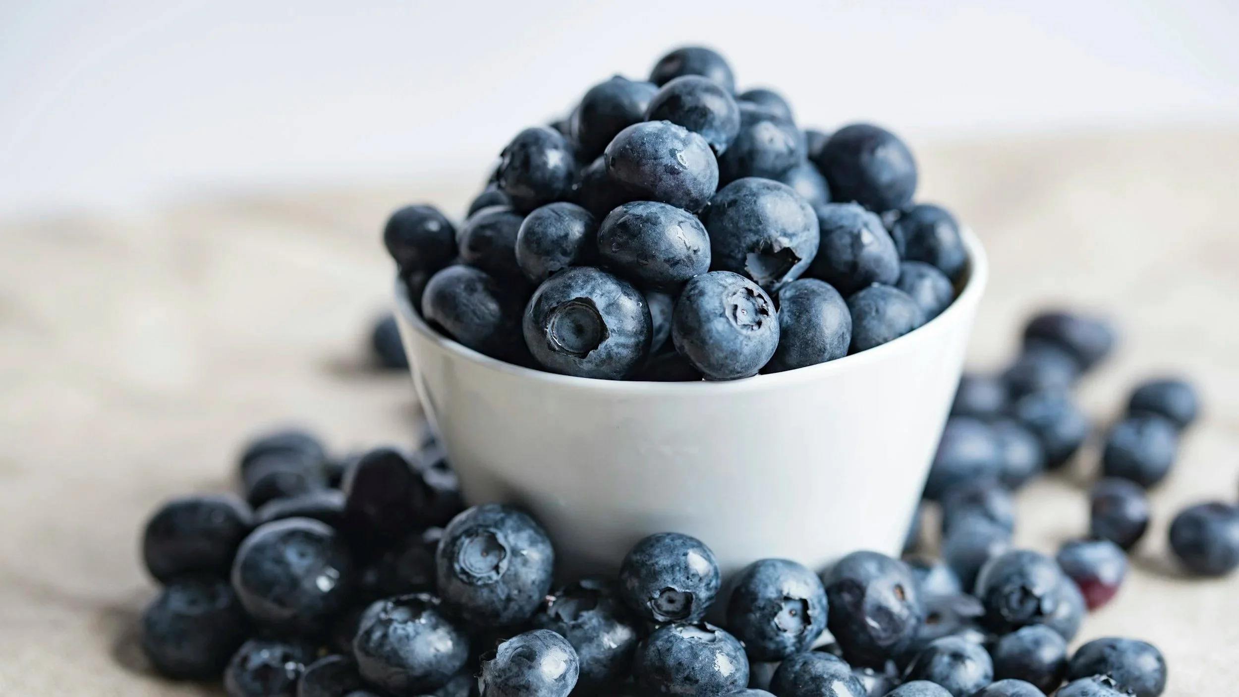Fresh blueberries in a small bowl.