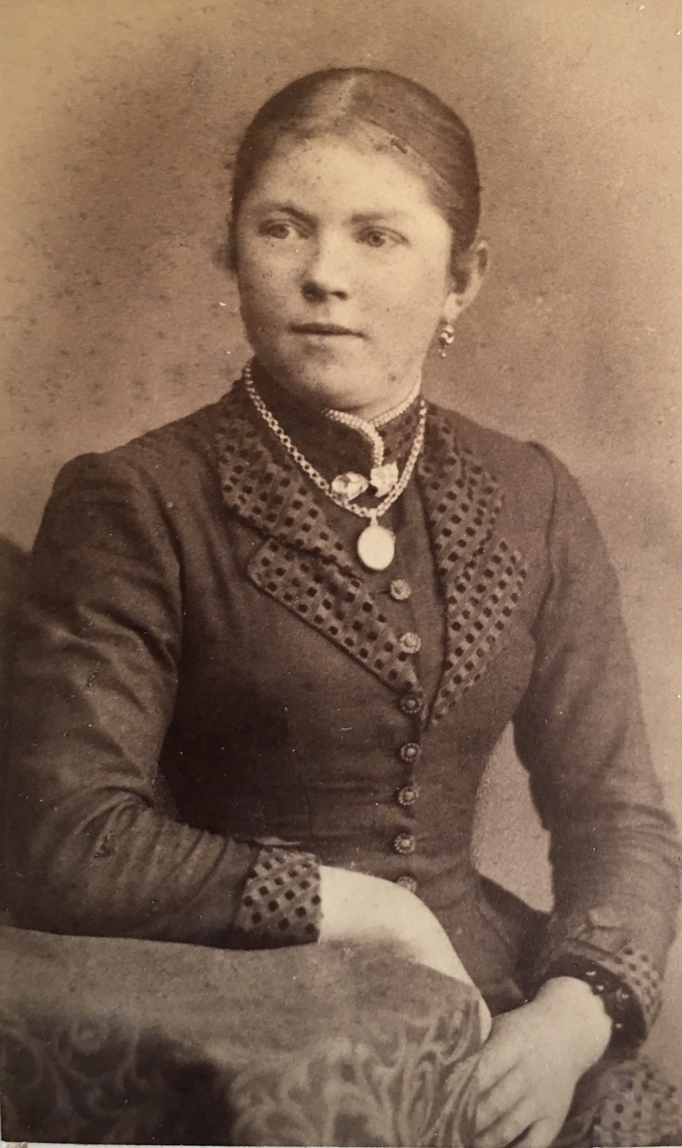 Portrait of Marie Schmidt at 24 years old taken in Germany.