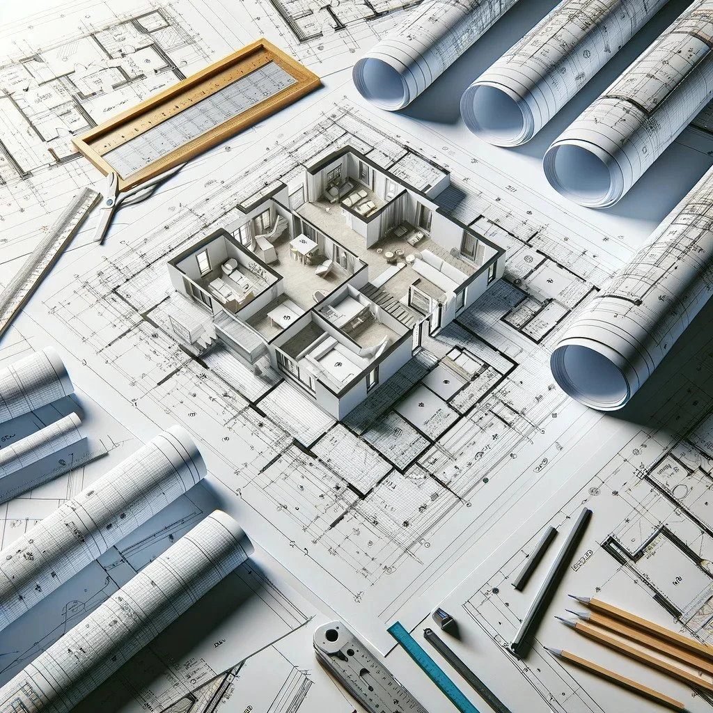 Riad Homes experts consulting building permit documents and plans, highlighting our streamlined permit acquisition process for construction projects in Toronto and Ottawa