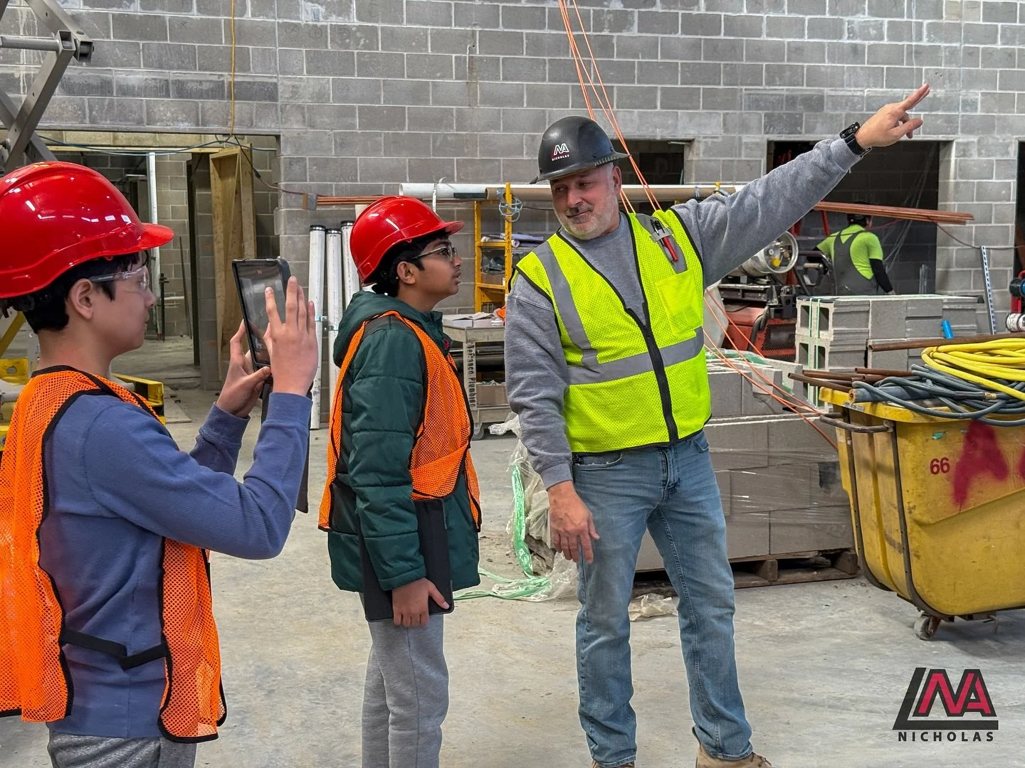 A new semester means a new group of Communication Media Arts students exploring the job site at Aptakisic Junior High School! Superintendents Roger Adkins and Matt Dieschbourg will continue their weekly tours of the job site where students will docum
