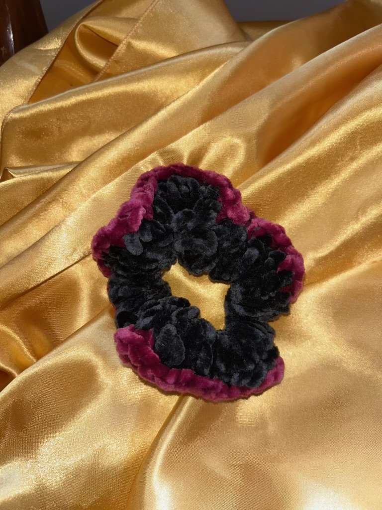 Black and Red Crocheted Scrunchie