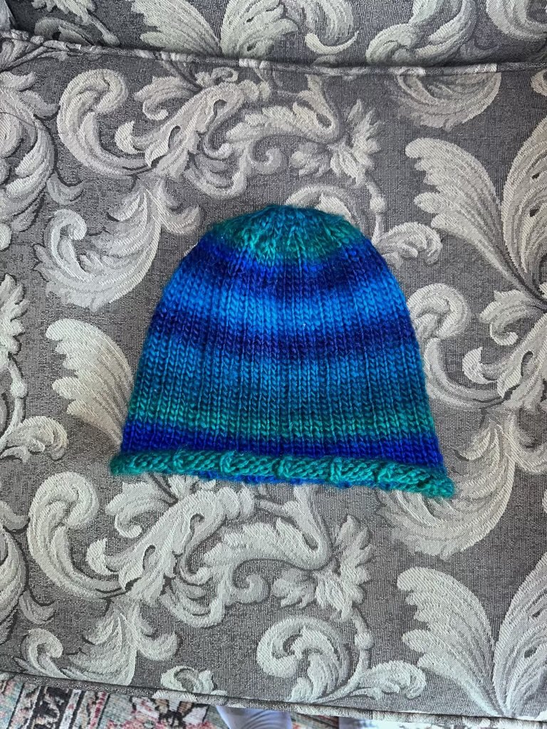 Blue and Green Knitted Beanie