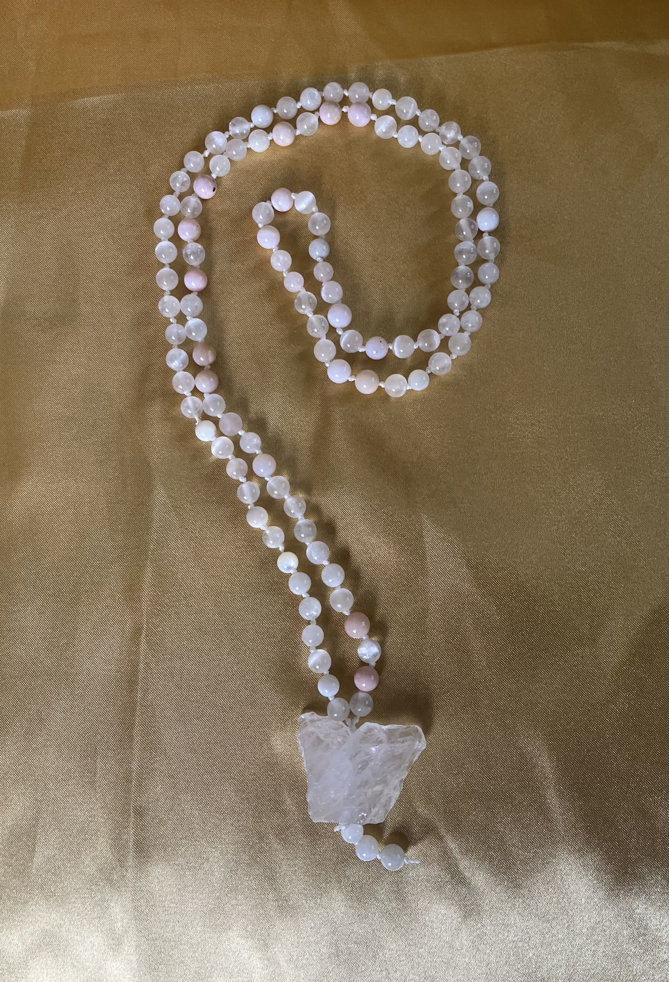 White and Pink Mala Necklace