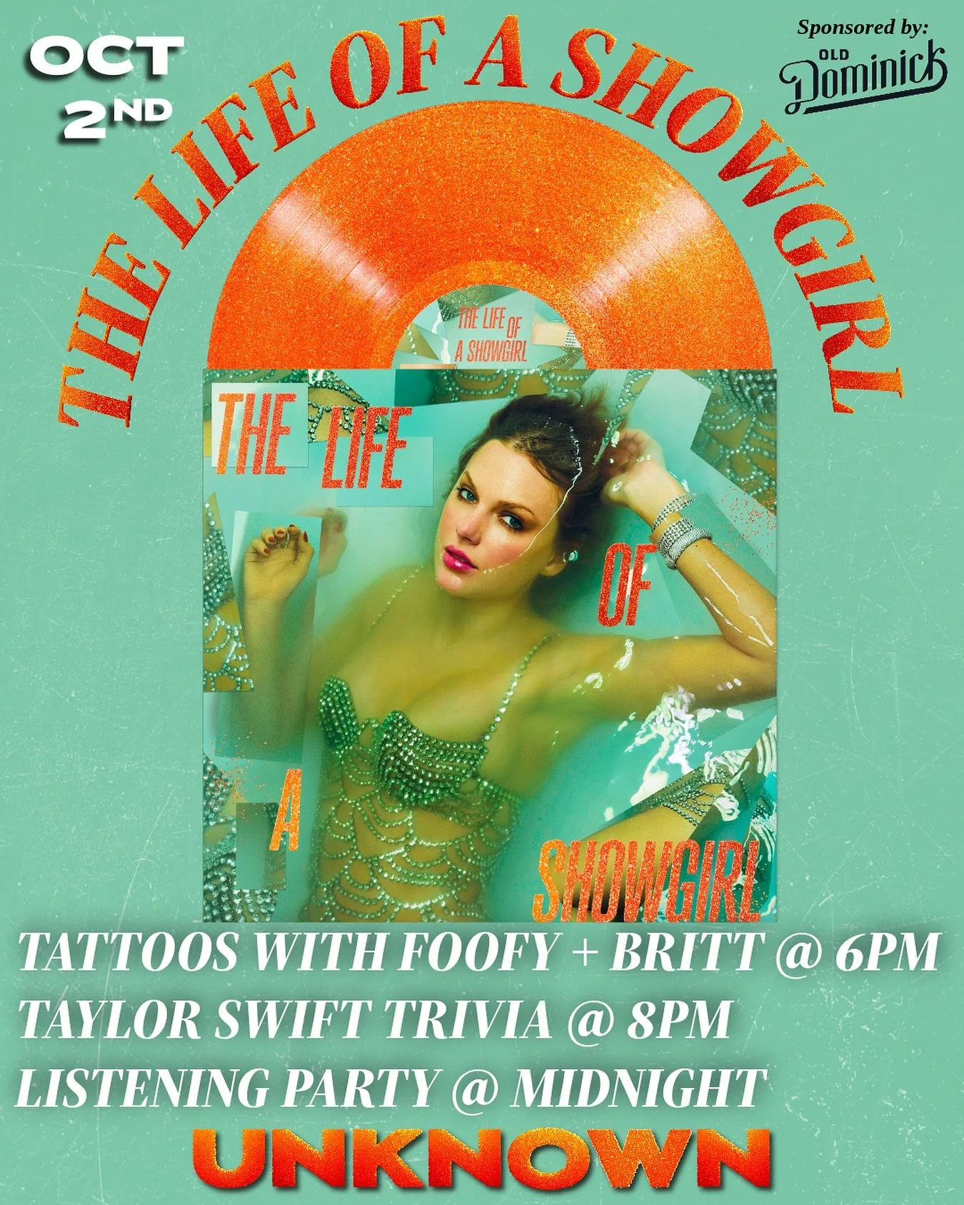 💖Calling all Swifties! Step into the spotlight at The Life of a Showgirl (Oct 2 @ Unknown Caller) for a one-of-a-kind Taylor Swift night 🪩

We&rsquo;re stepping into every era to celebrate the release of the new album!

🎨 Tattoos with @foofytattoo