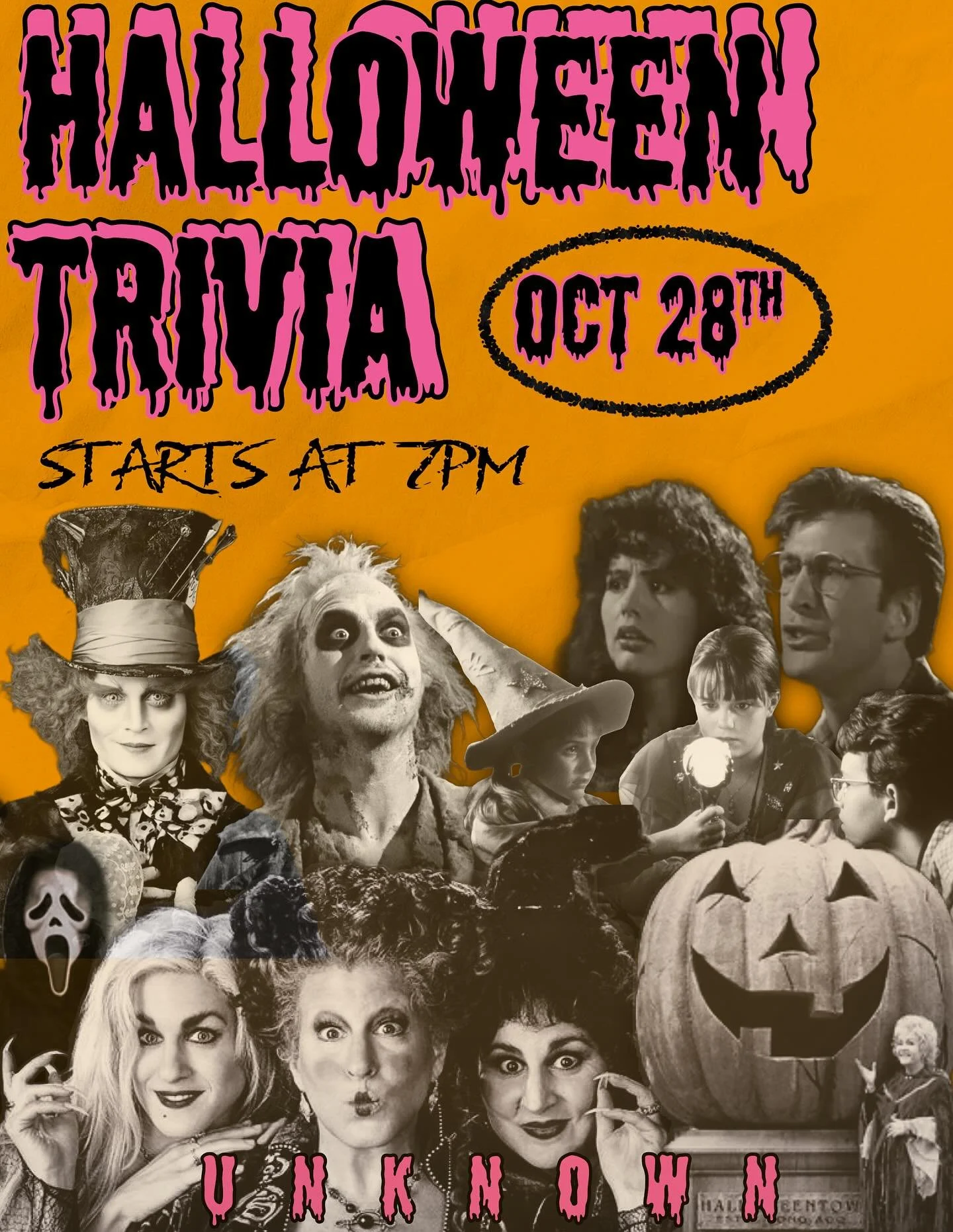 Think you&rsquo;re the ultimate Halloween know-it-all? 🧠💀
Join us tomorrow at 7PM for Halloween Trivia &mdash; the winning team takes home a $50 gift card! 💸
It&rsquo;s also your last week to fall down the rabbit hole with our Alice in Wonderland 
