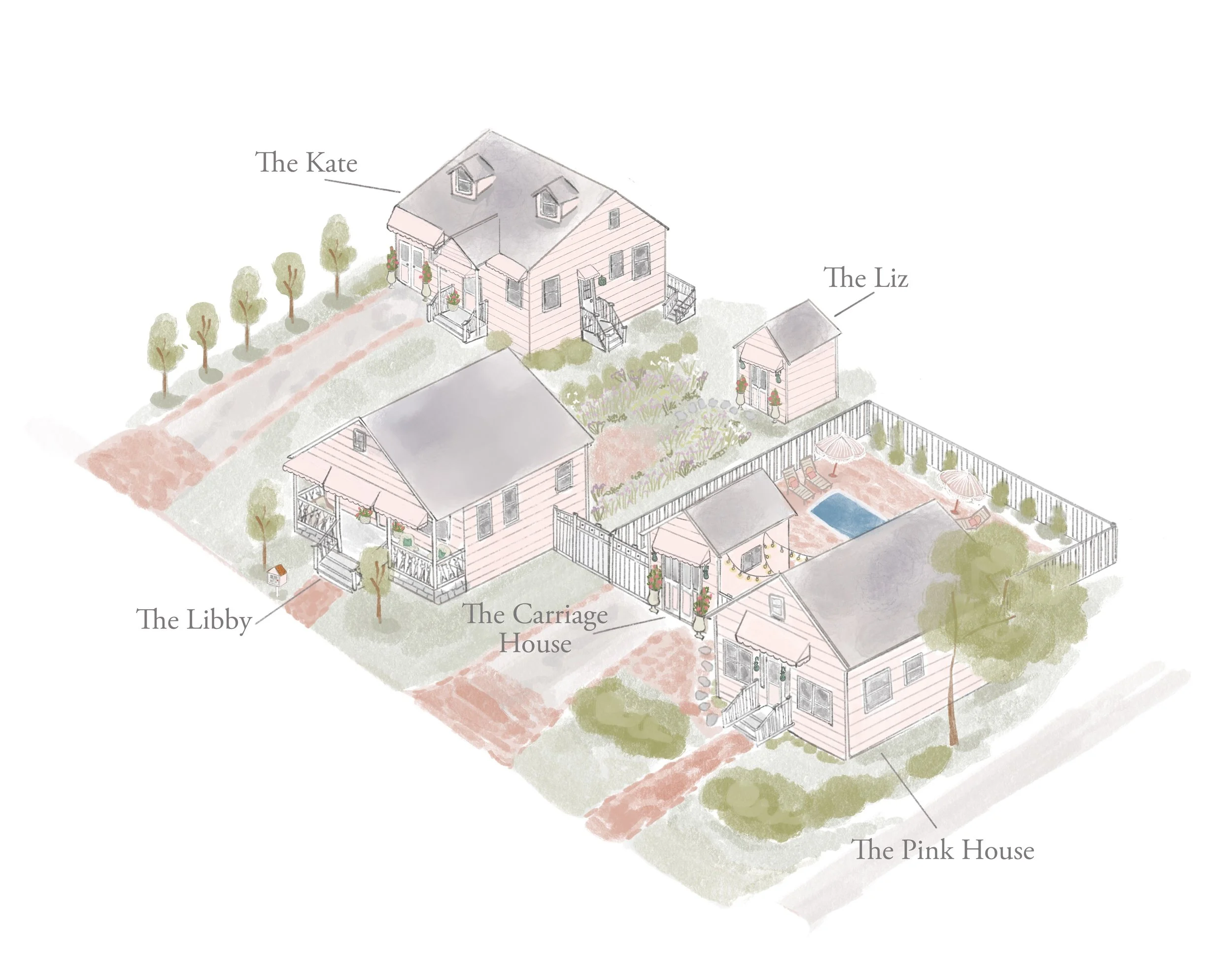Bees Nees Custom Architecture Map Illustration