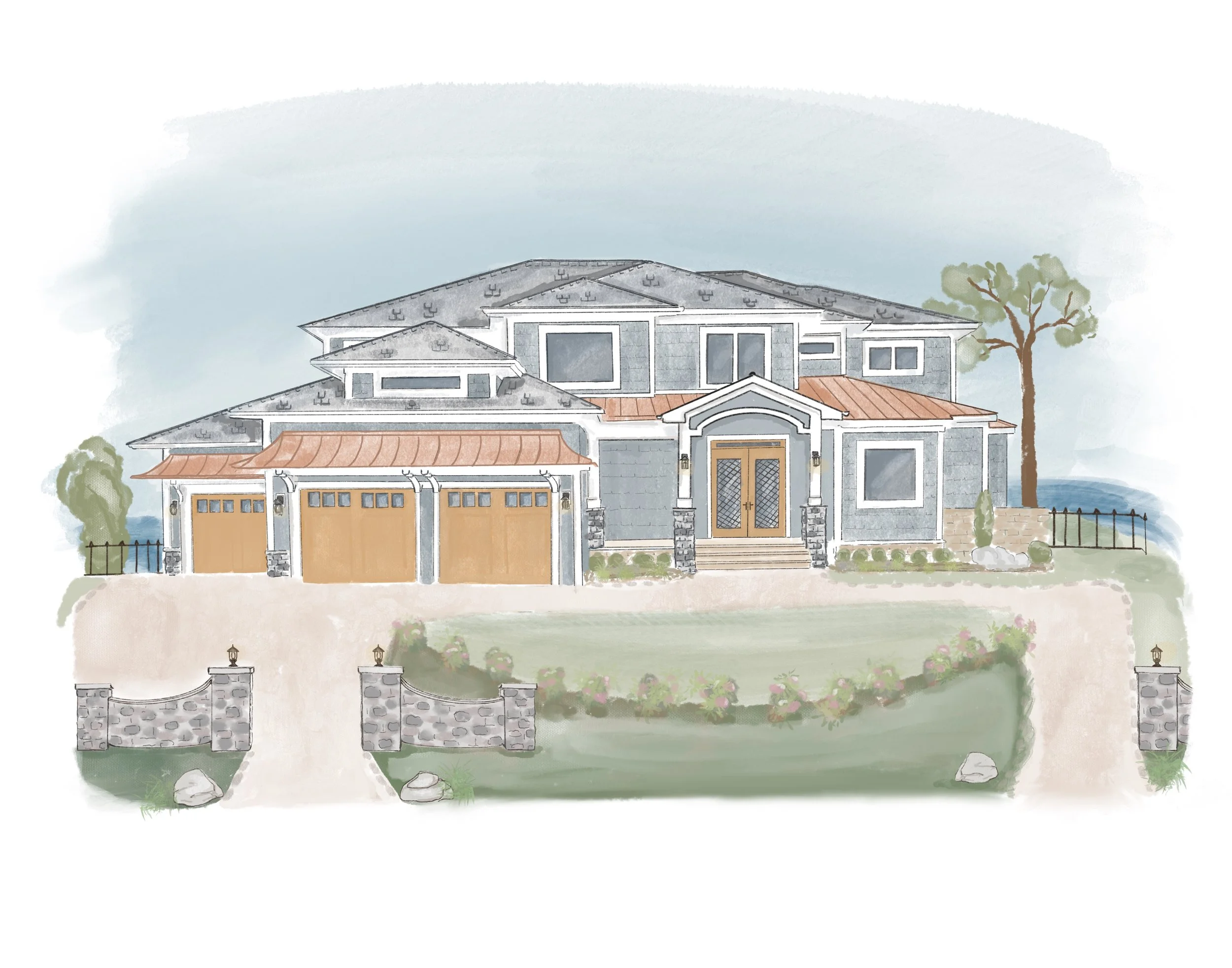 Custom illustration of large home