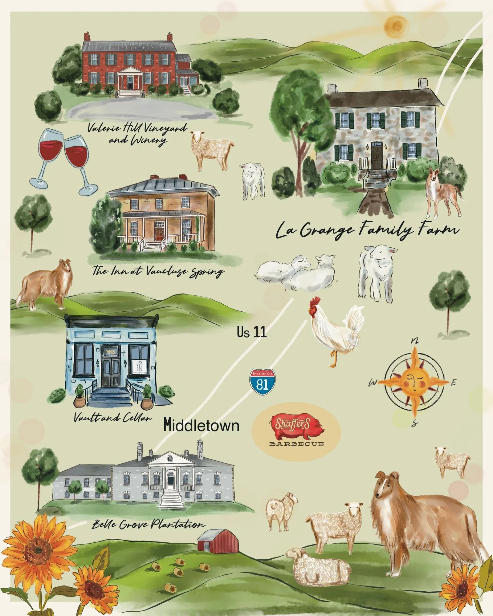 La Grange Family Farm Map Illustration