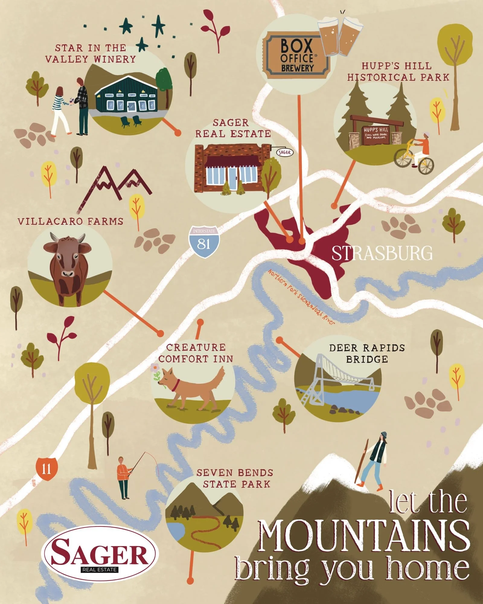 Sage Real Estate Map watercolor illustration