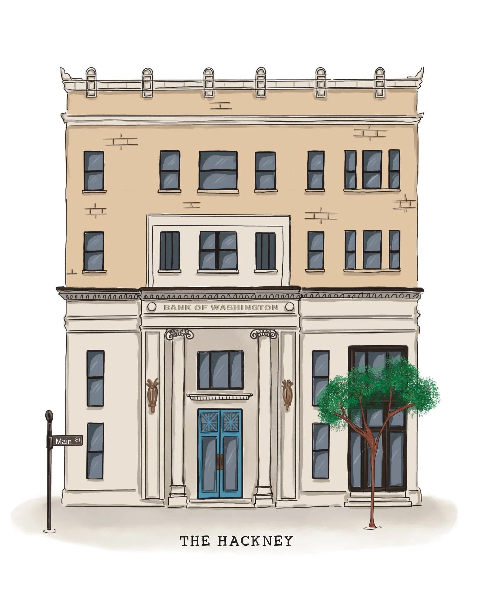 The Hackney building custom illustration