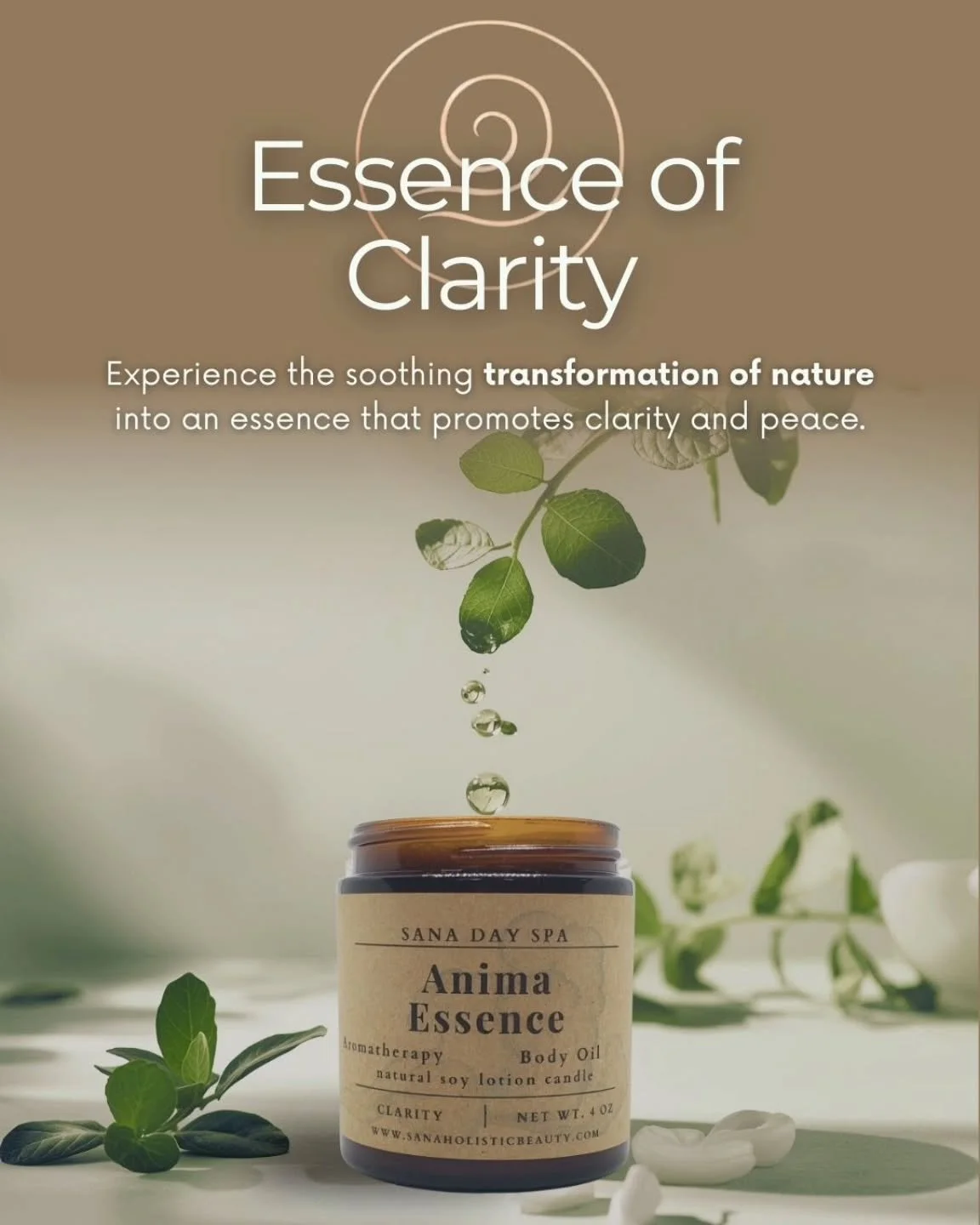 Find your clarity with Anima Essence, a soothing aromatherapy lotion candle crafted to calm the mind, support emotional balance, and create a peaceful moment of reset in your day.

Infused with grounding botanicals and clean, nature-inspired fragranc