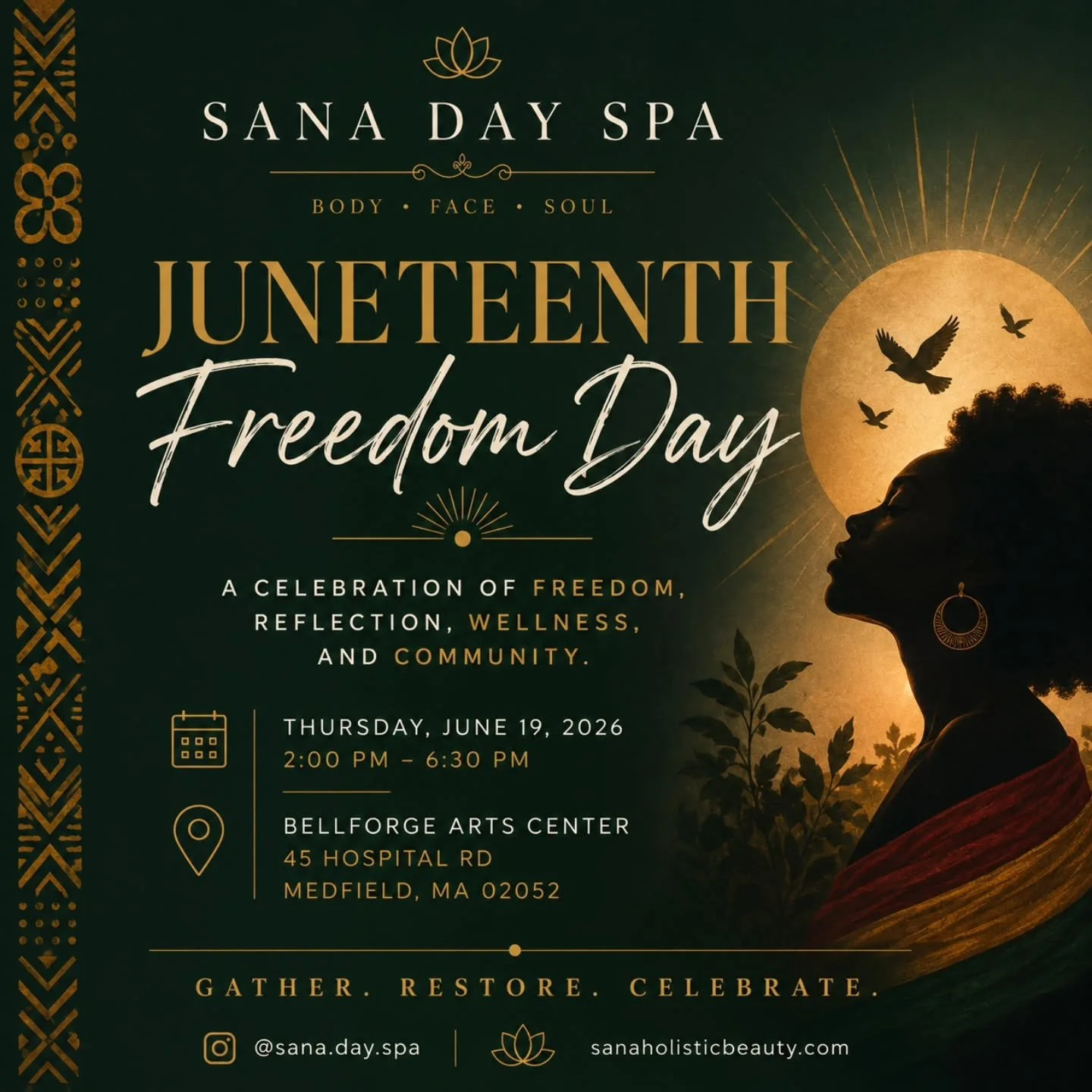 Freedom is more than a moment in history.

It is the ability to rest. To heal. To gather. To dream beyond survival.

This Juneteenth, we're honored to join the community in celebrating Freedom Day through wellness, reflection, and connection.

Join S