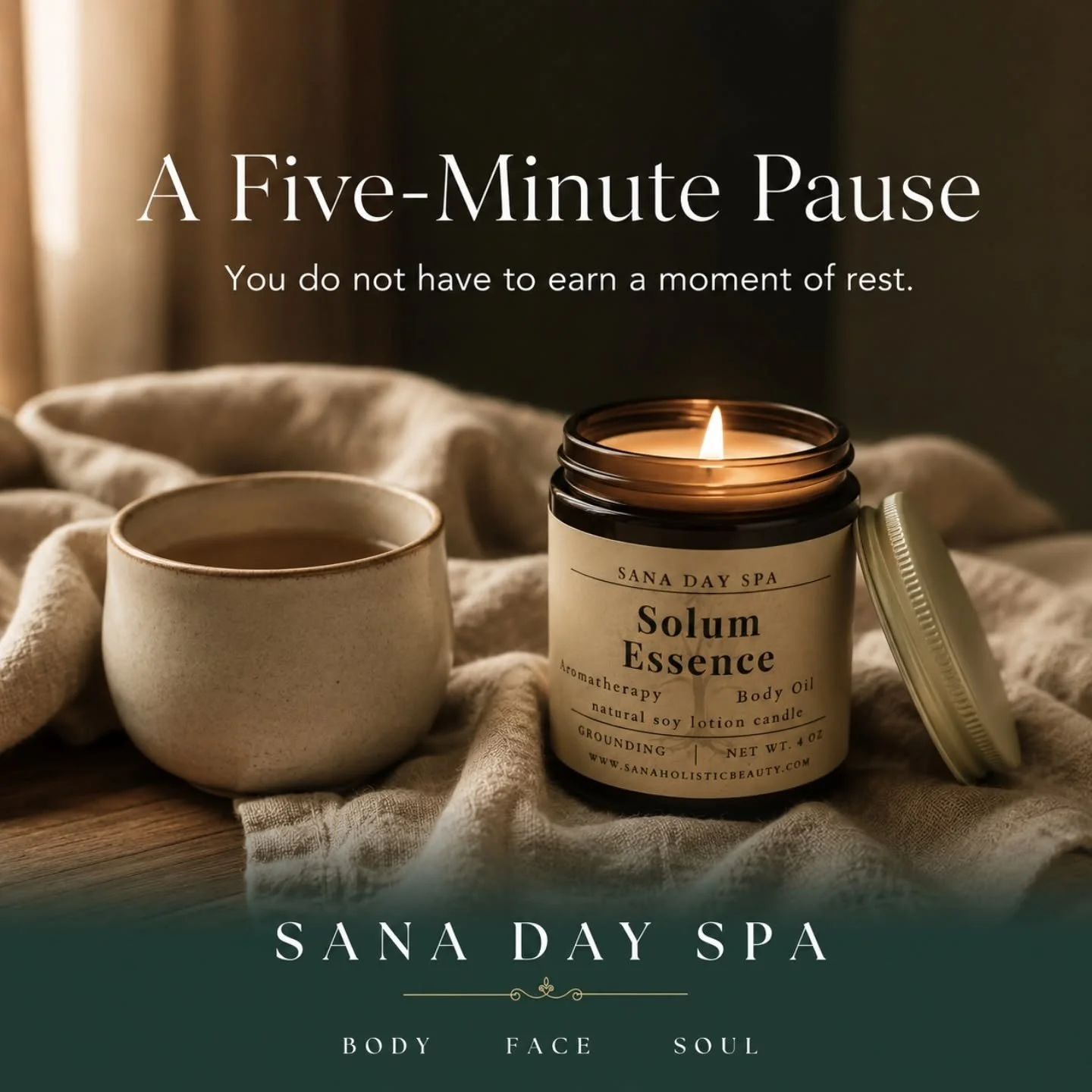 When everything asks for your attention, five quiet minutes can feel like a return to yourself.

Light a familiar candle. Place your phone out of reach. Let your shoulders soften. Take a slow breath and notice what you need, not what you still have t
