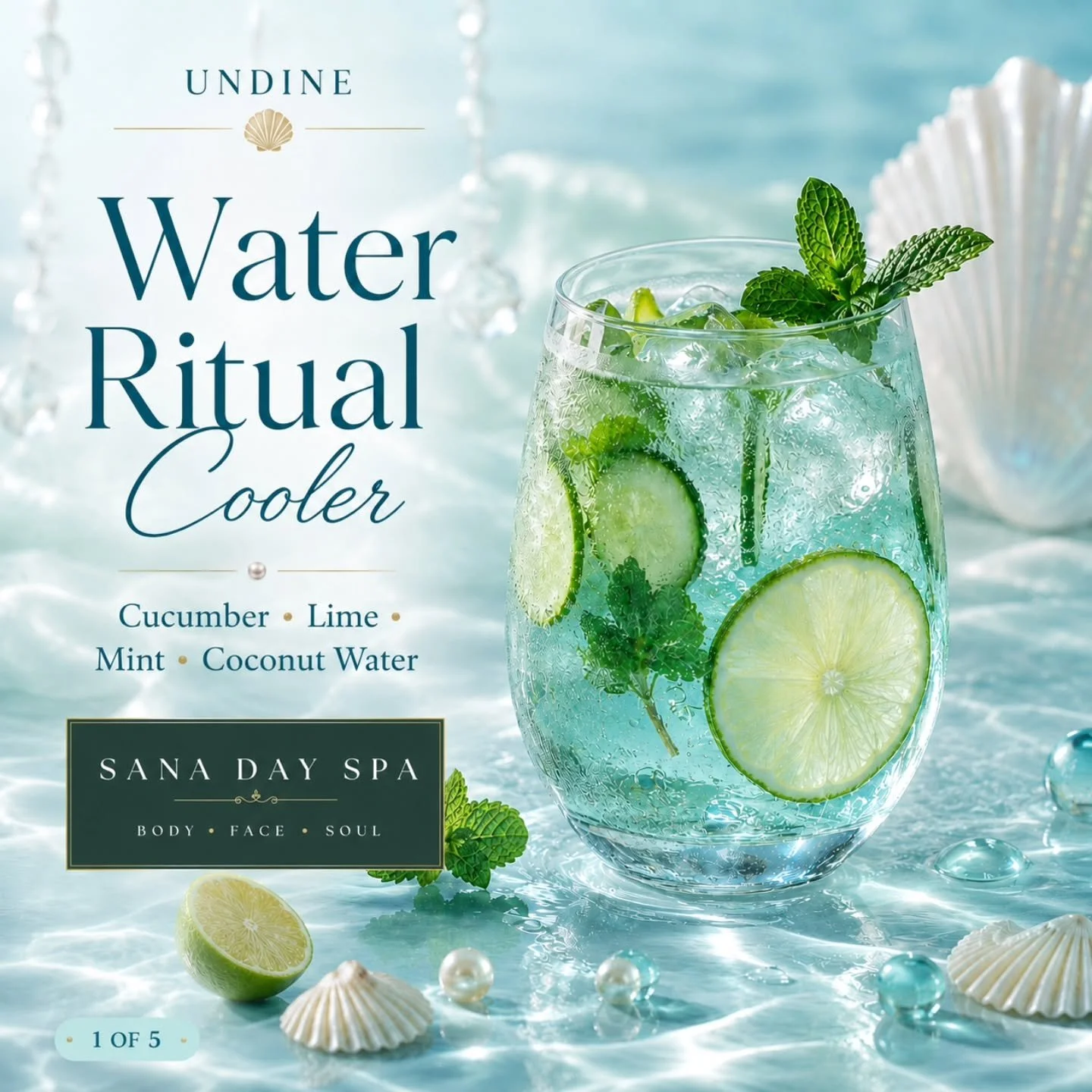 Move like water.

Water does not rush to prove its strength. It adapts. It flows. It rests when it needs to and continues when the path opens.

Inspired by Undine, Sana&rsquo;s Water element, this refreshing ritual pairs cucumber, lime, mint, coconut