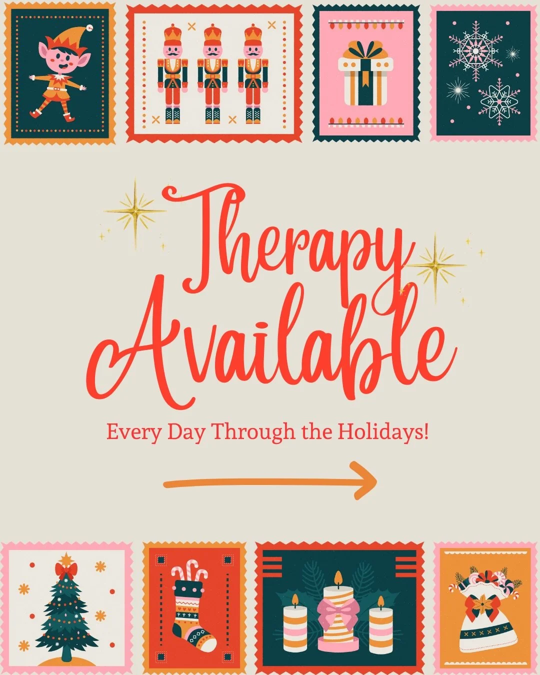 We understand that the holidays are arguably the hardest time of the year for many of us, and access to mental health support in the moment can be a life saver! 📣✨

Please know that we have a therapist available every day throughout the holidays, in