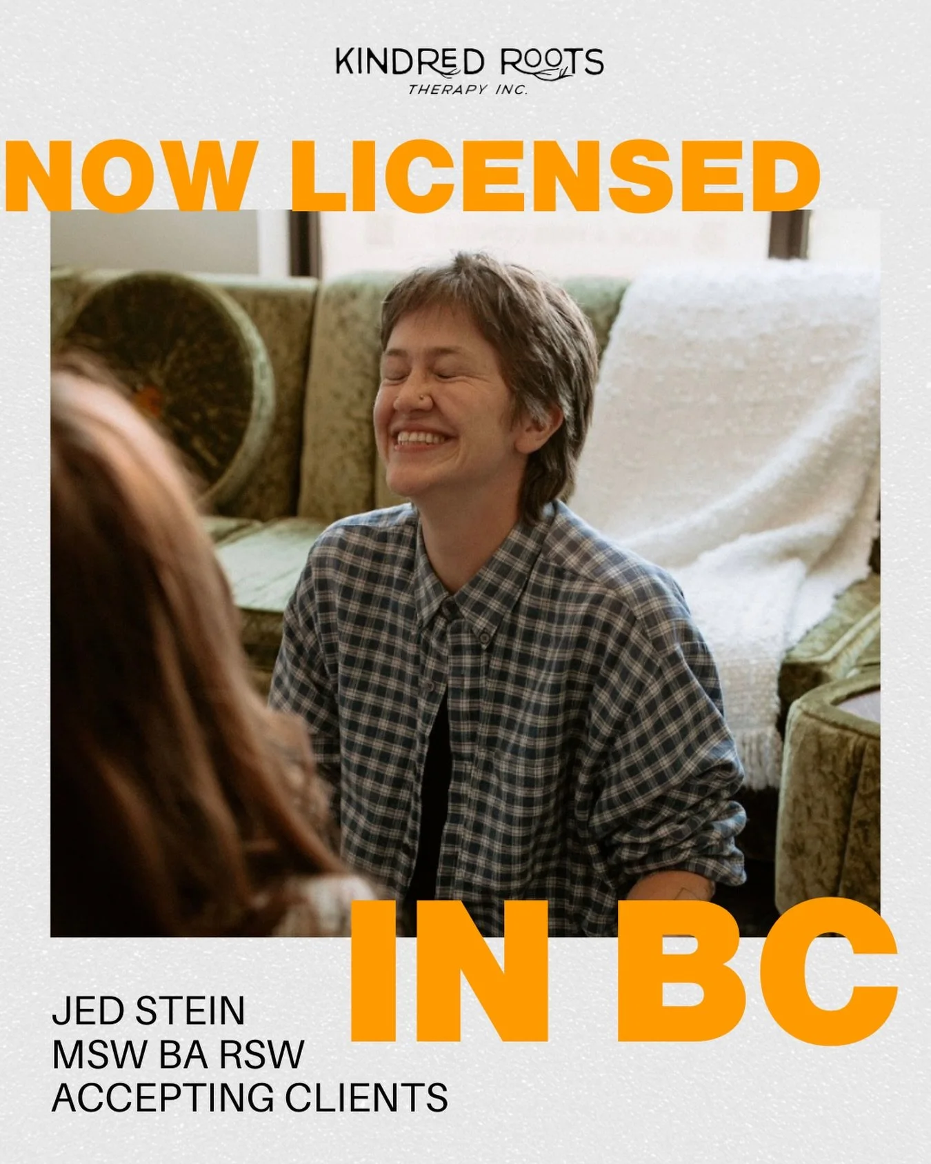 We are so excited to be able to offer virtual therapy to clients in British Columbia again, thanks to the our amazing therapist Jed! 🇨🇦👏🏼

Jed is accepting new clients, and is able to see clients virtually across BC and AB, and in-person in Okoto