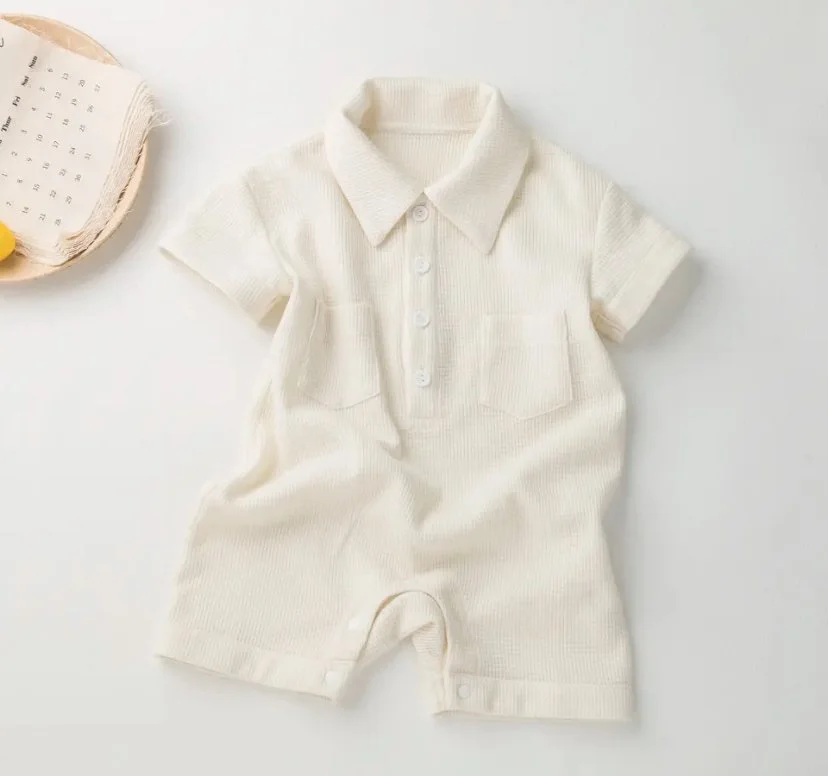 Collared shorts romper