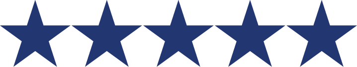 Five blue stars in a horizontal row.