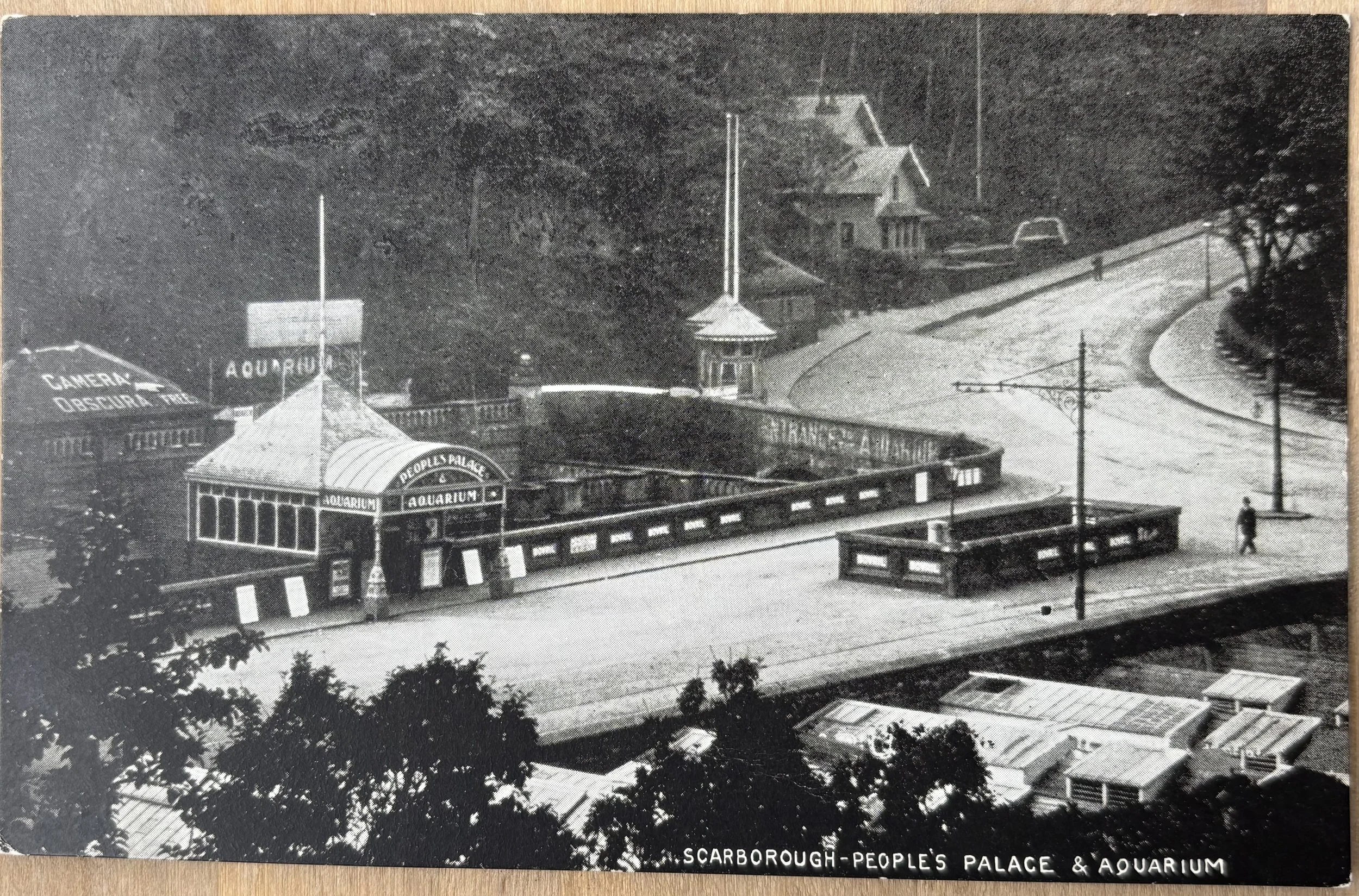 Photographic postcard by Thomas Taylor and Sons, Scarborough, People's Palace and Aquarium, showing the Camera Obscura