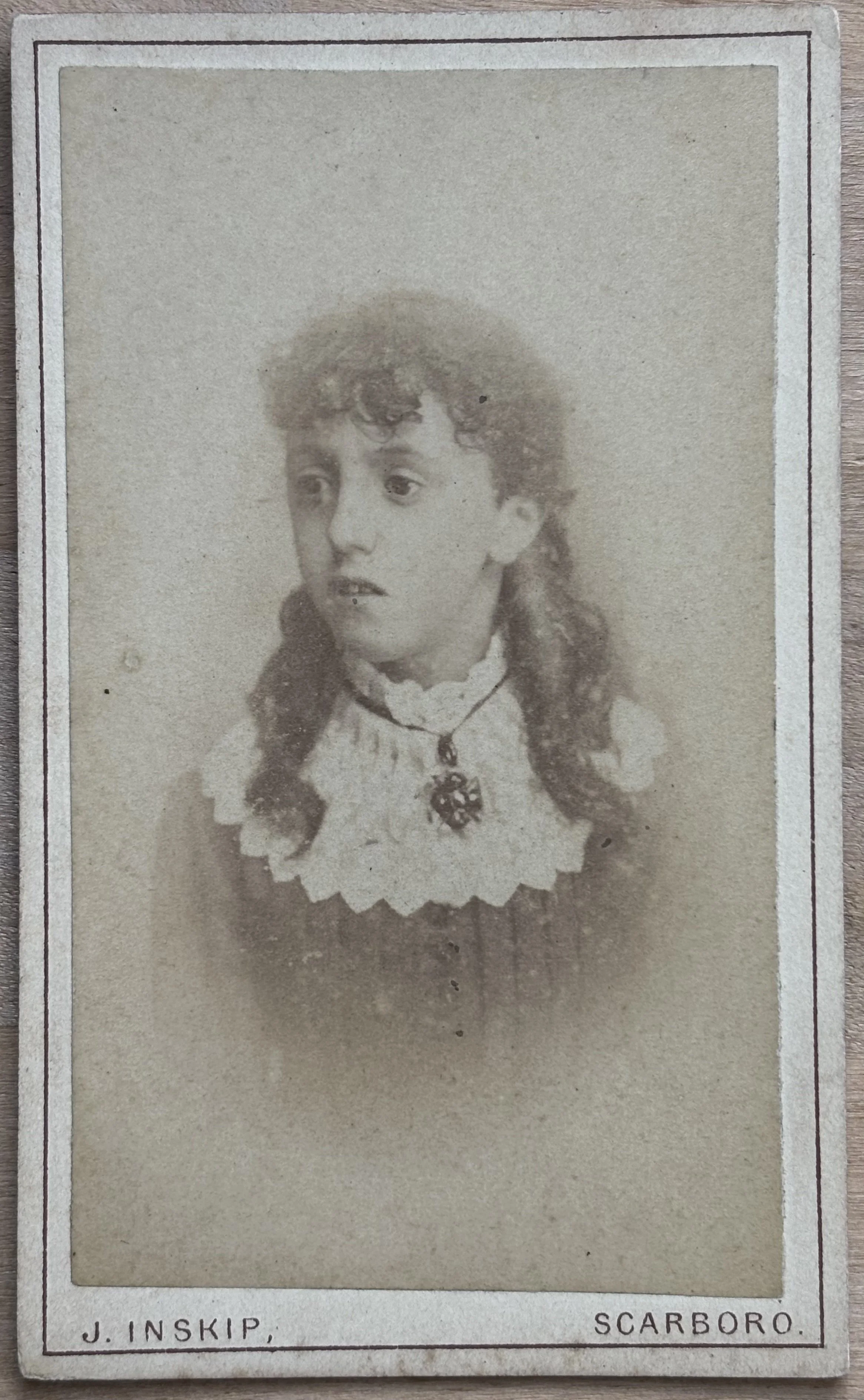 portrait of a woman, head and shoulders, by John Inskip, Scarborough Photographer