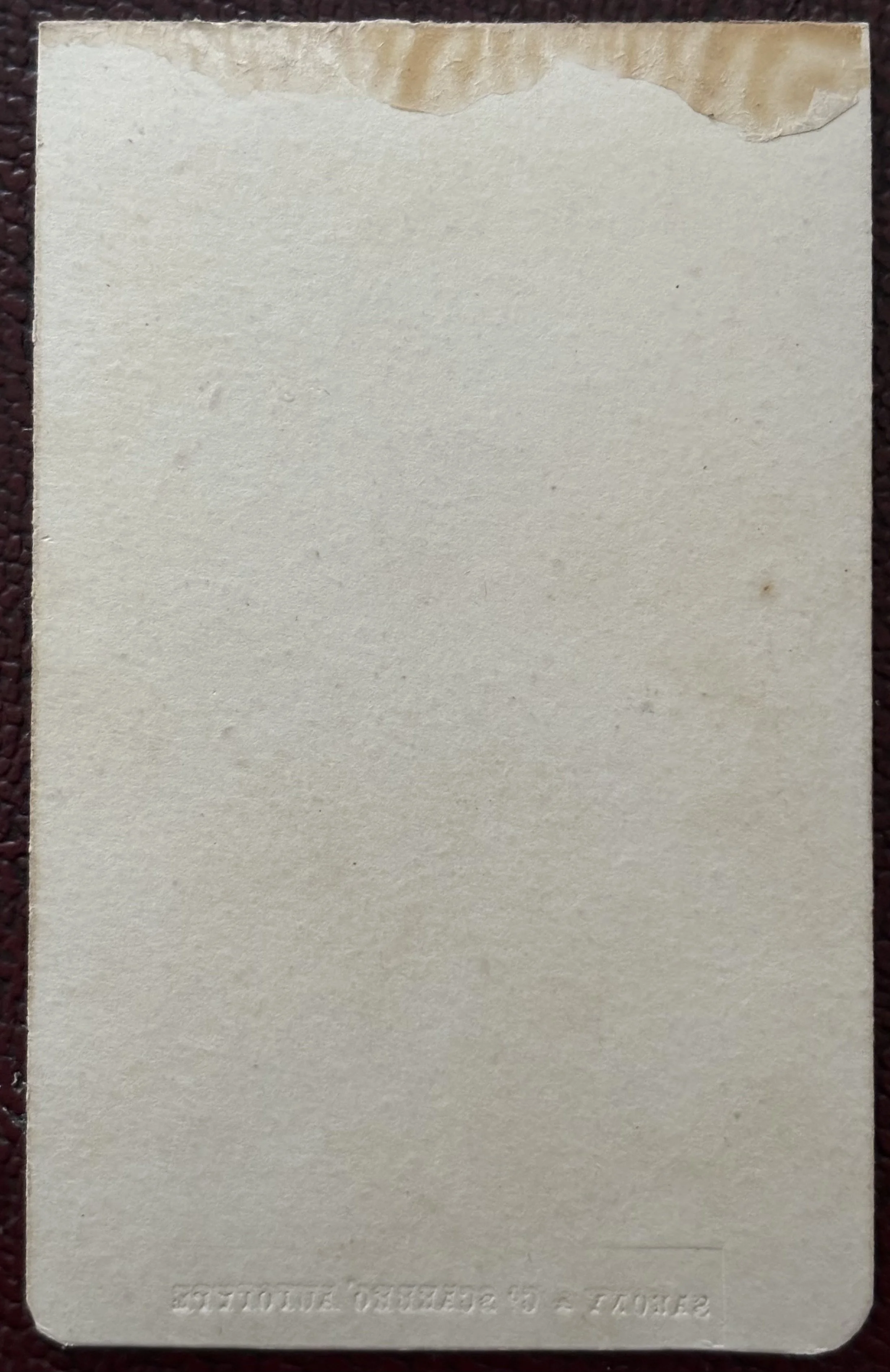 Back of autotype portrait by Oliver Sarony of Scarborough