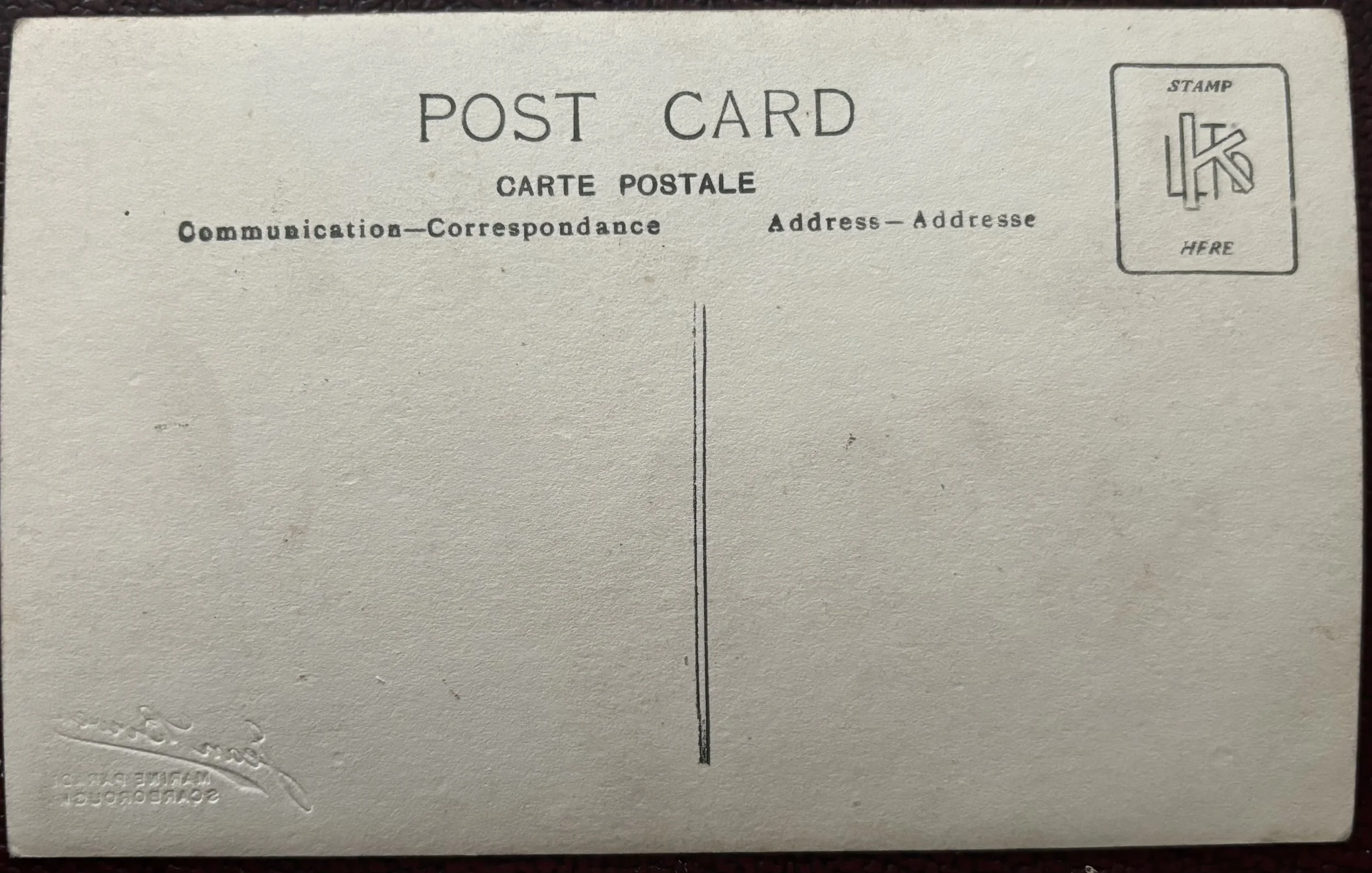 Back of postcard portrait, Scarborough photographer