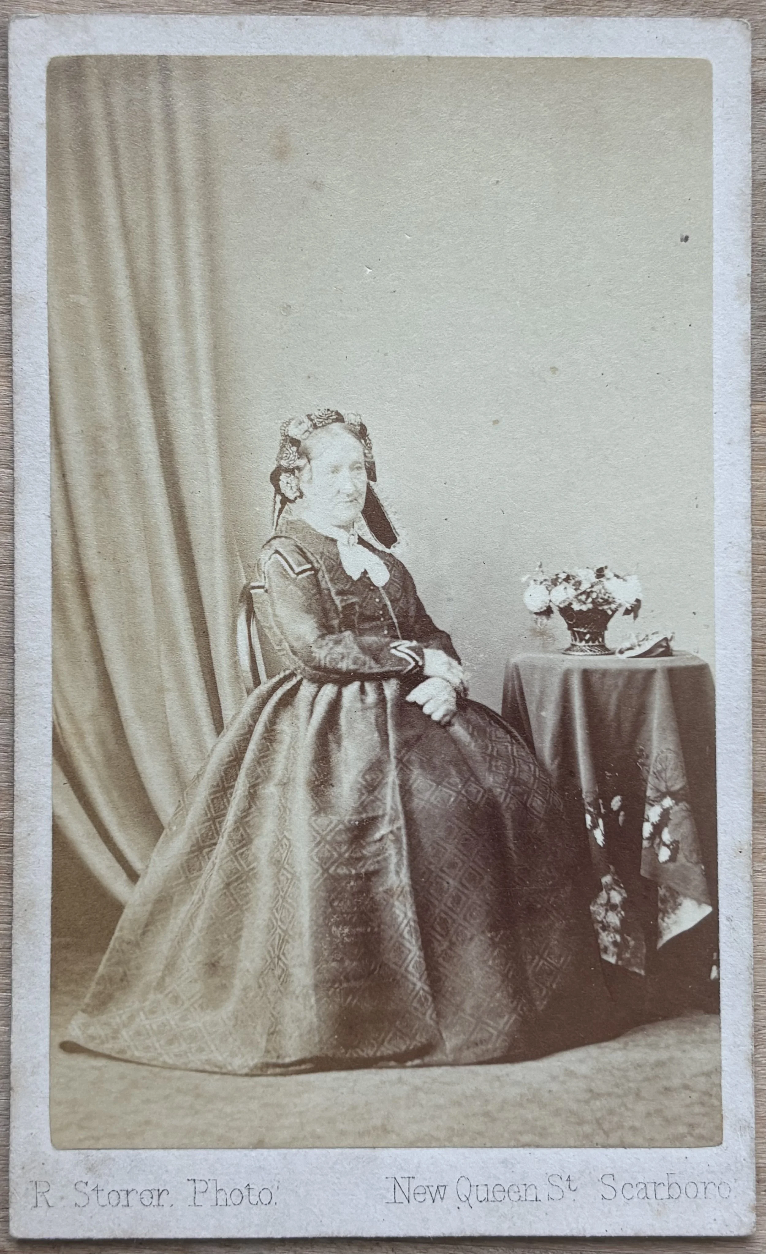 Portrait of woman, cdv, R. Storer, Scarborough photographer