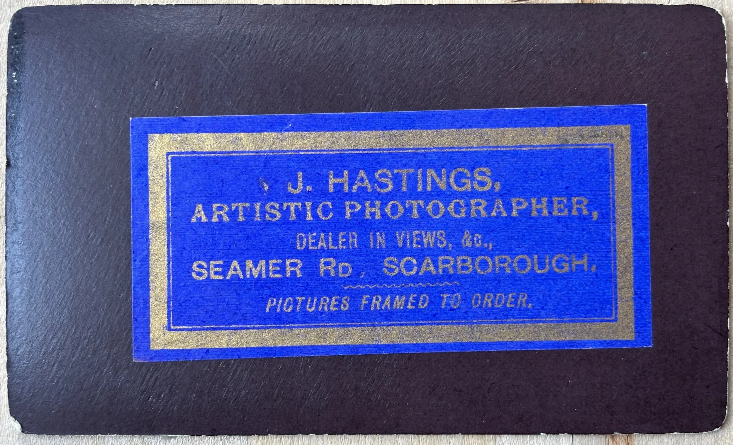 Back of a CDV portrait by John Hastings Scarborough photographer