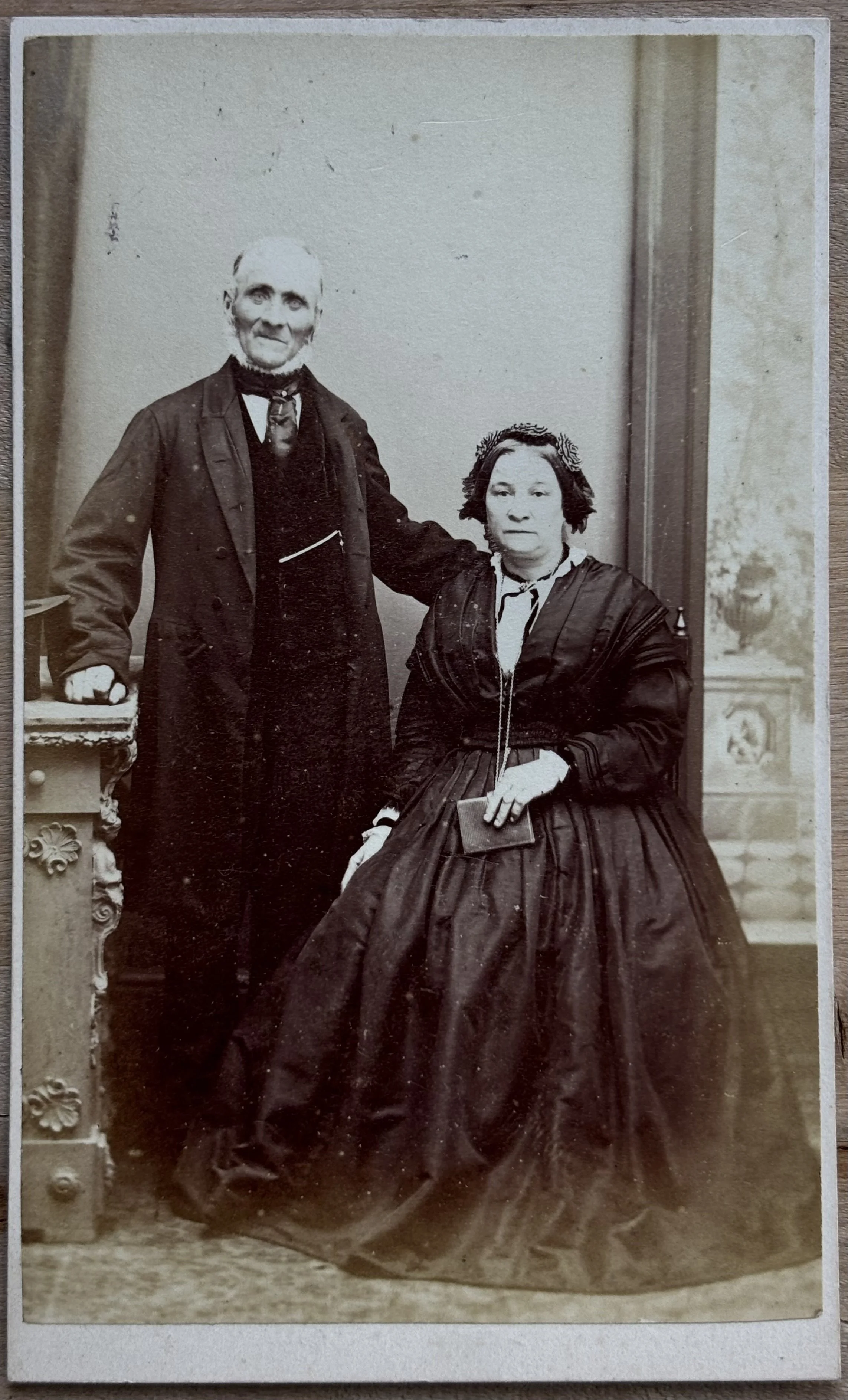 Portrait of a man and woman date 1869 by John Beckett, Scarborough photographer