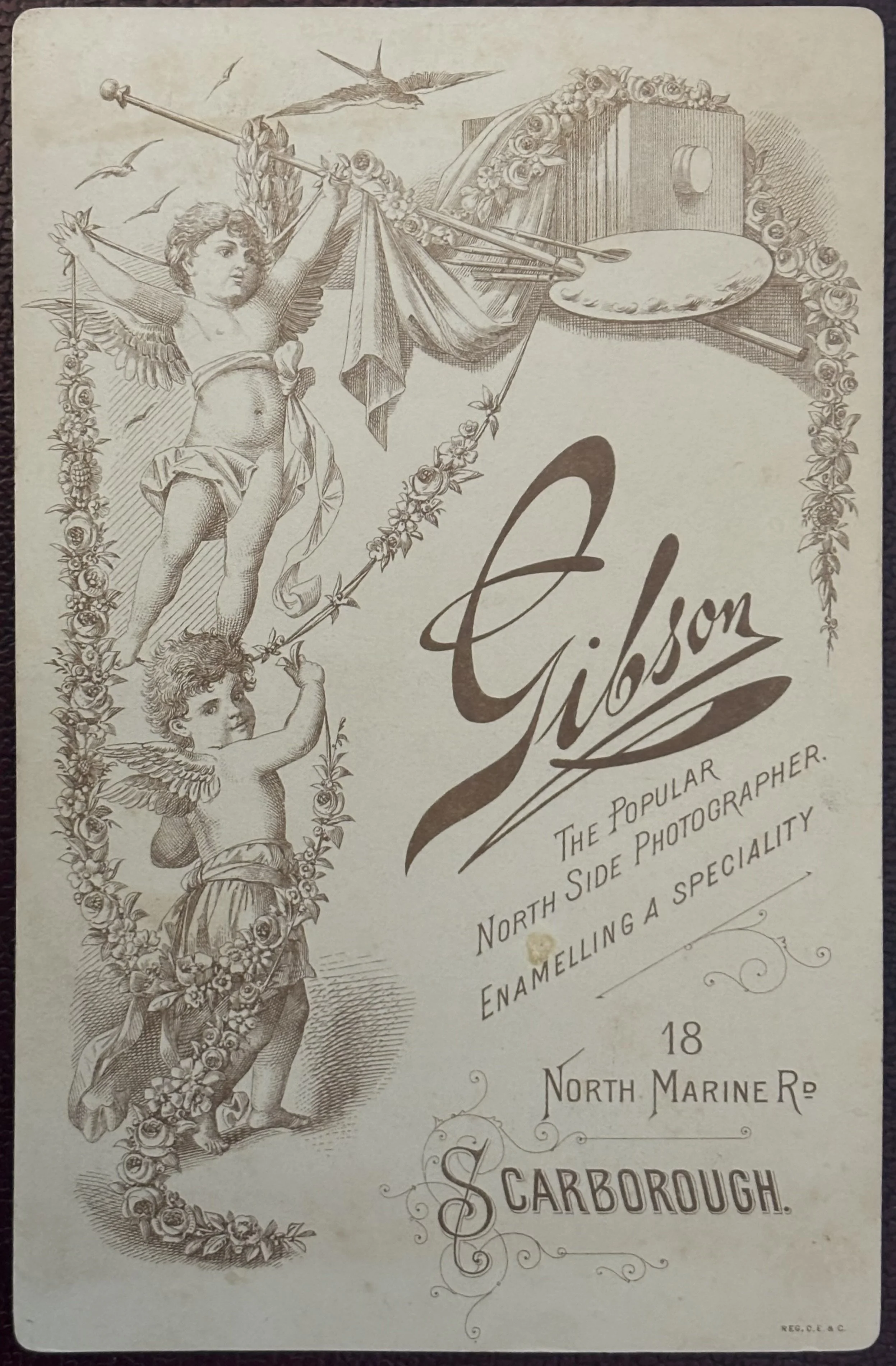 Back of Cabinet Card by Lucretia Gibson Scarborough women photographer