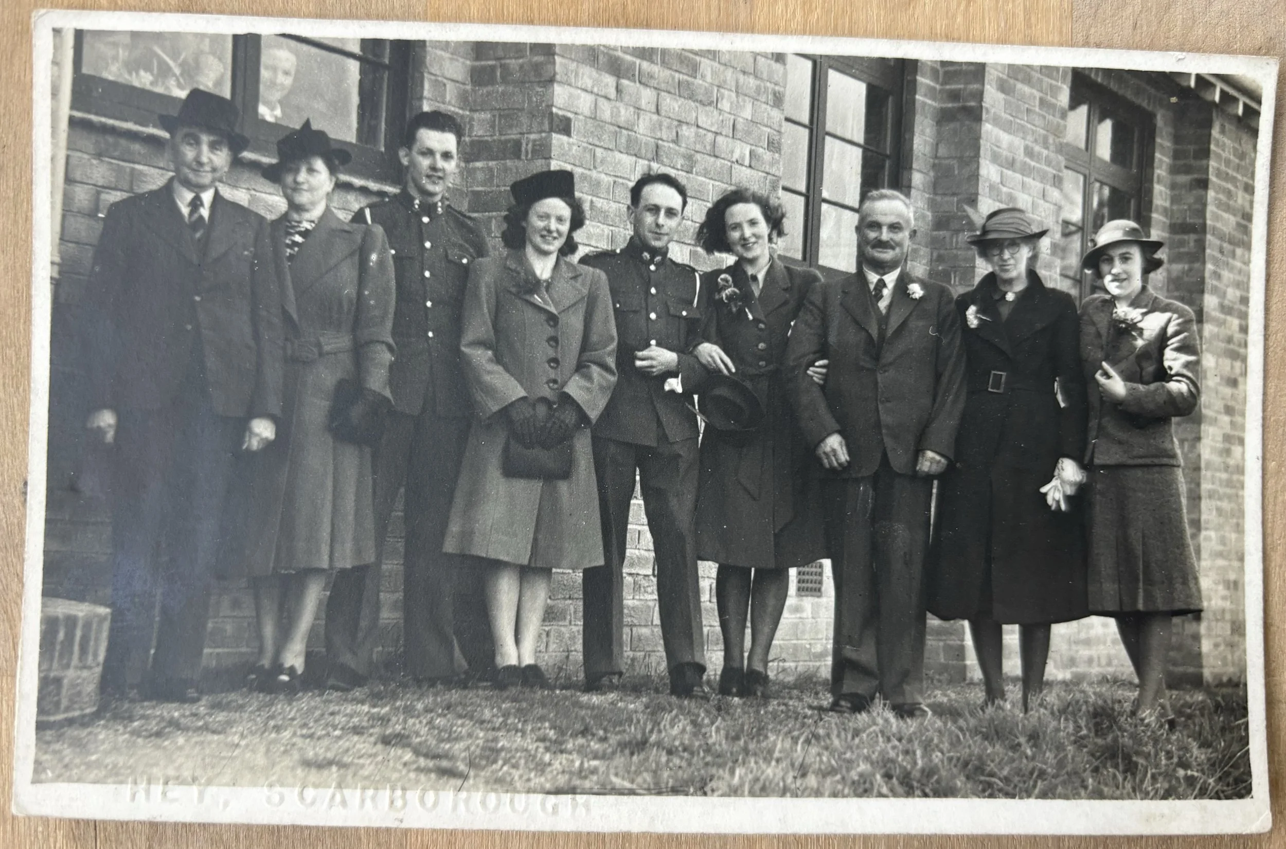 Group portrait of the wedding of an unknown couple, by HEY Scarborough, photographer