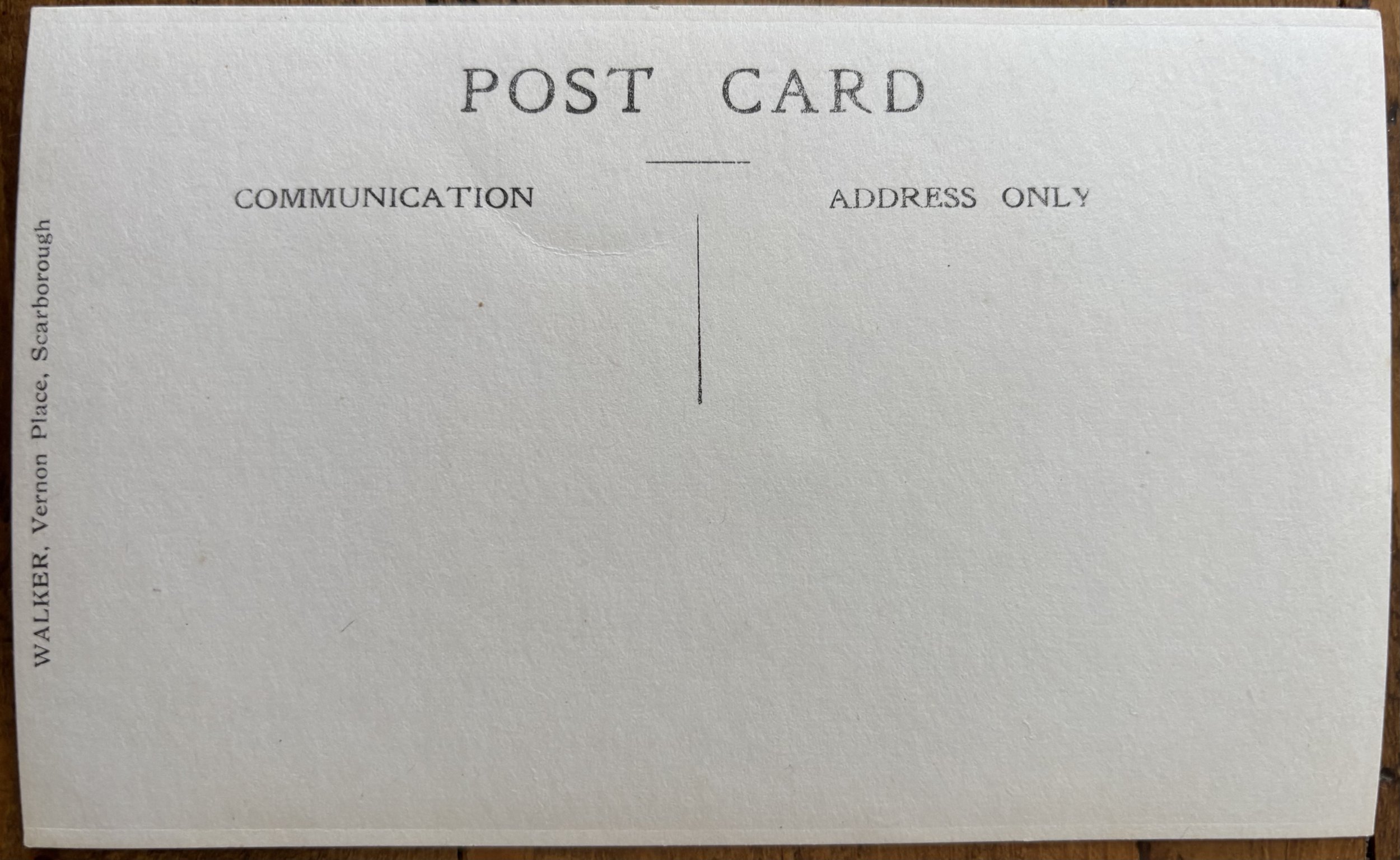 back of postcard portrait by Walker Scarborough photographer