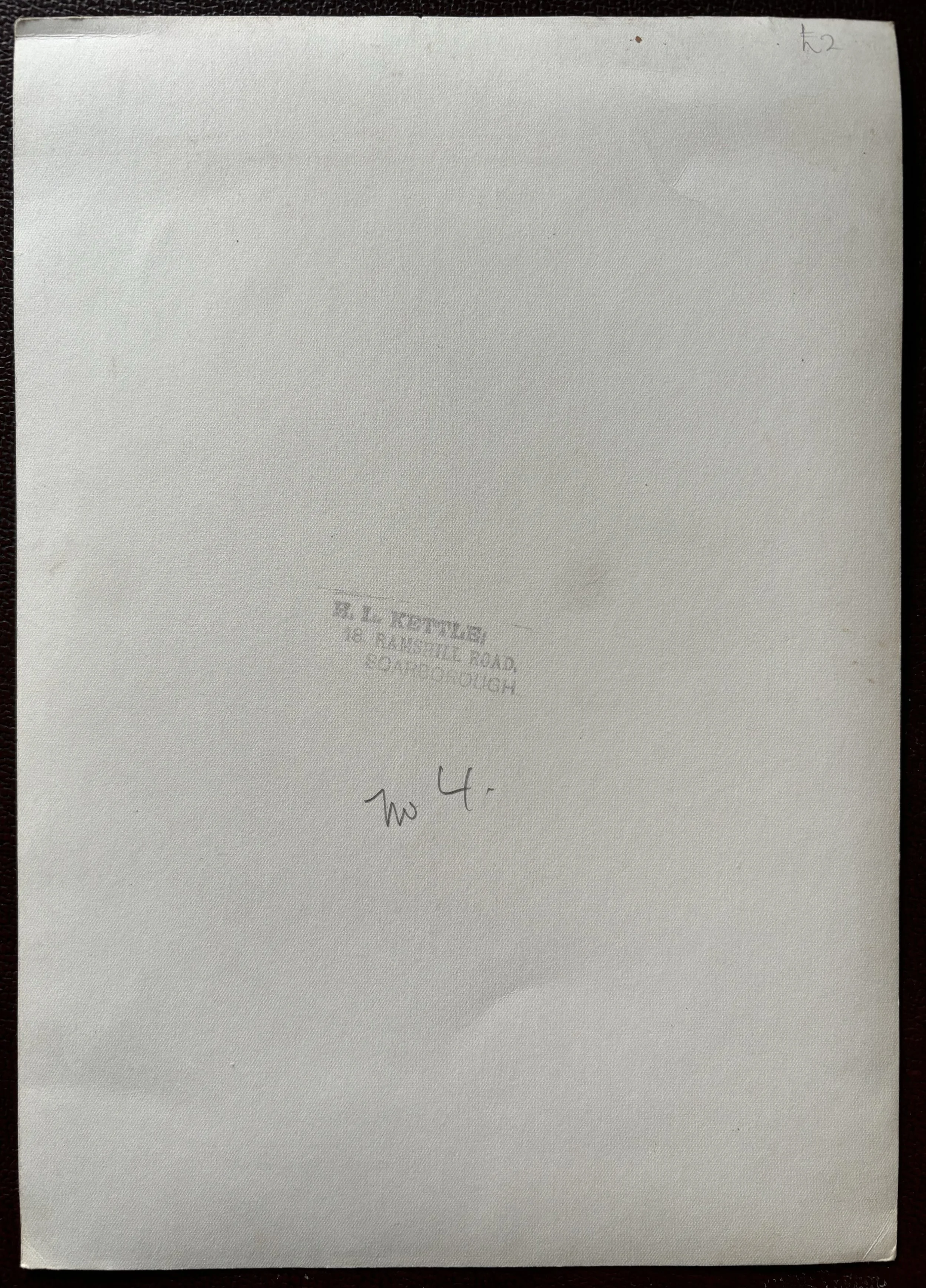 back of photograph with the stamp of Herbert Kettle of Scarborough