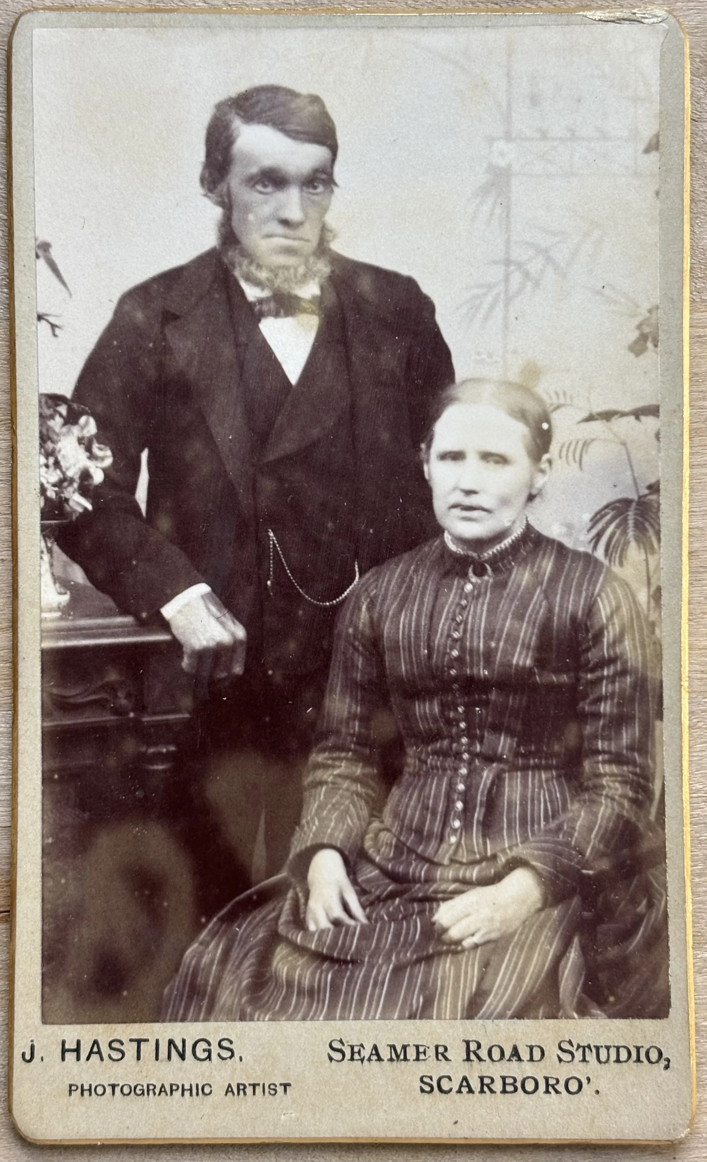 portrait of a man and woman in a studio by John Hastings, Scarborough Photographer