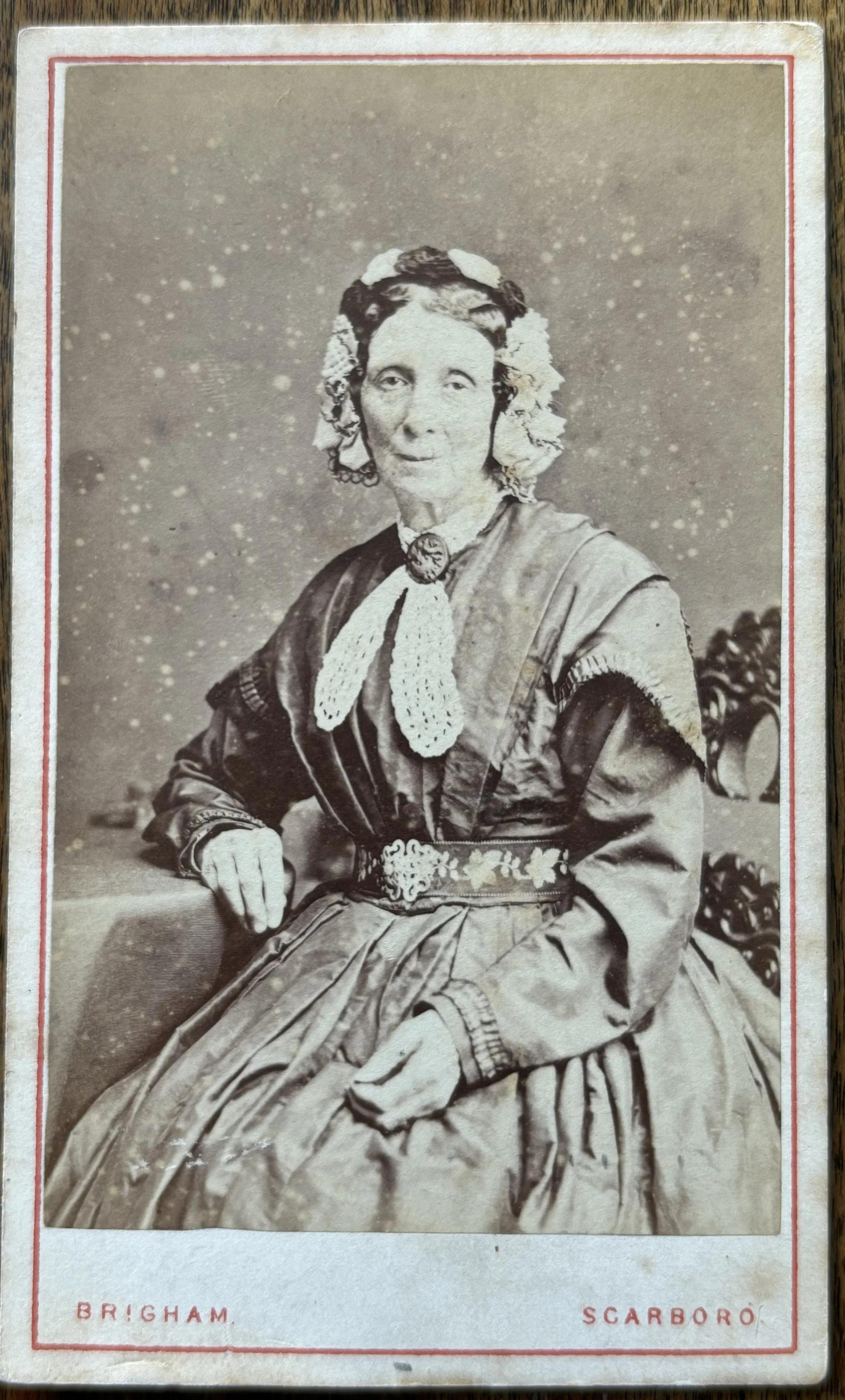 carte de visite portrait of an unknown woman by Charles Dickinson Brigham of Scarborough