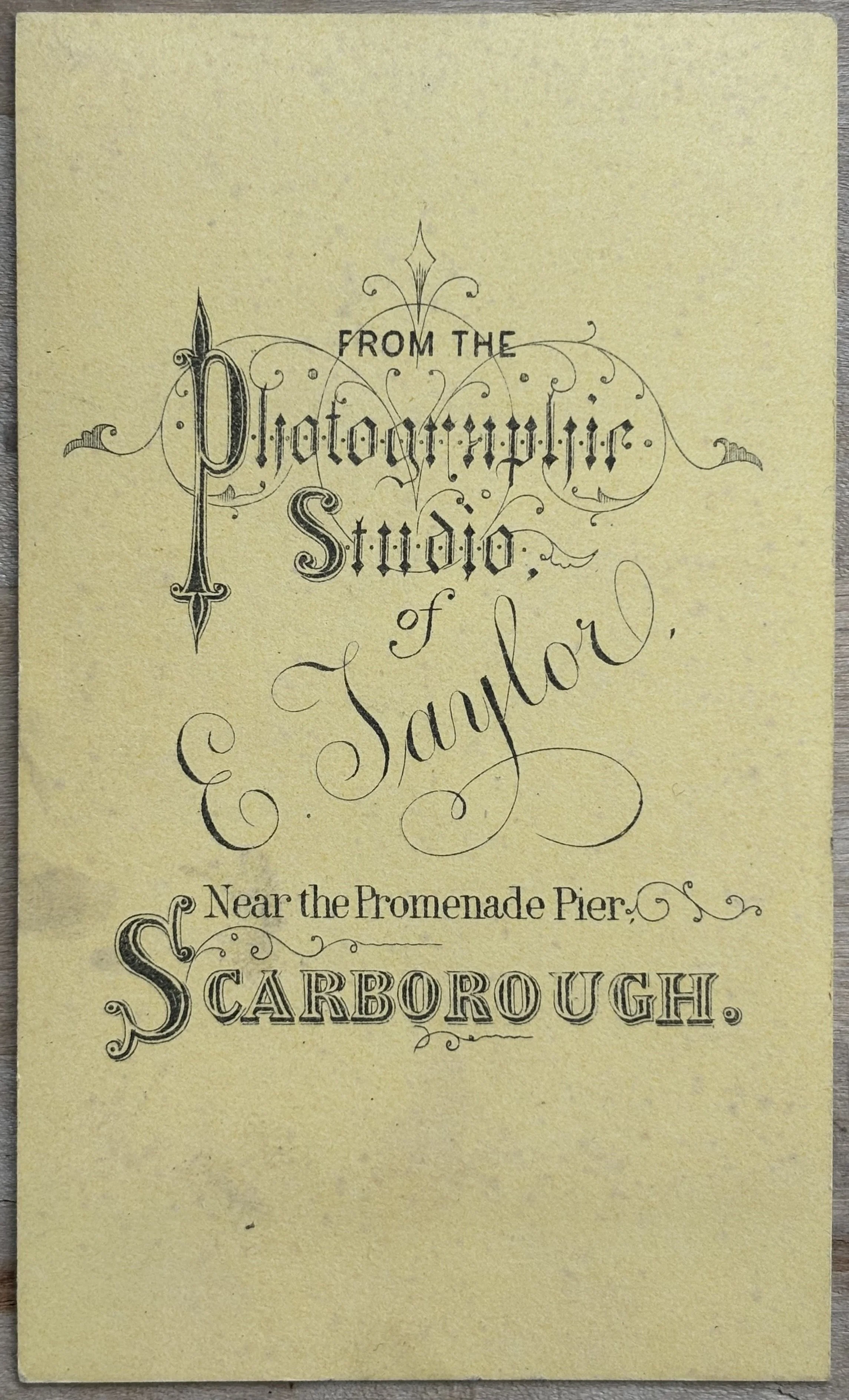 back of carte de visite by scarborough photographer Edward Taylor
